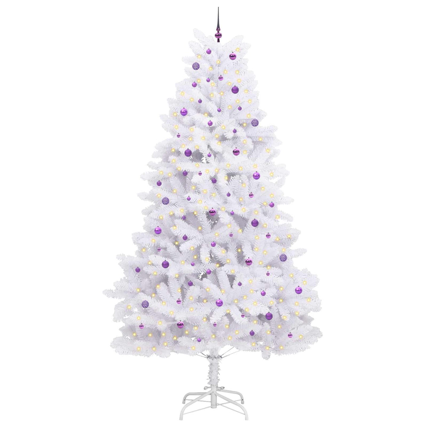 vidaXL Artificial Hinged Christmas Tree White 300 cm PVC and Steel - 52821