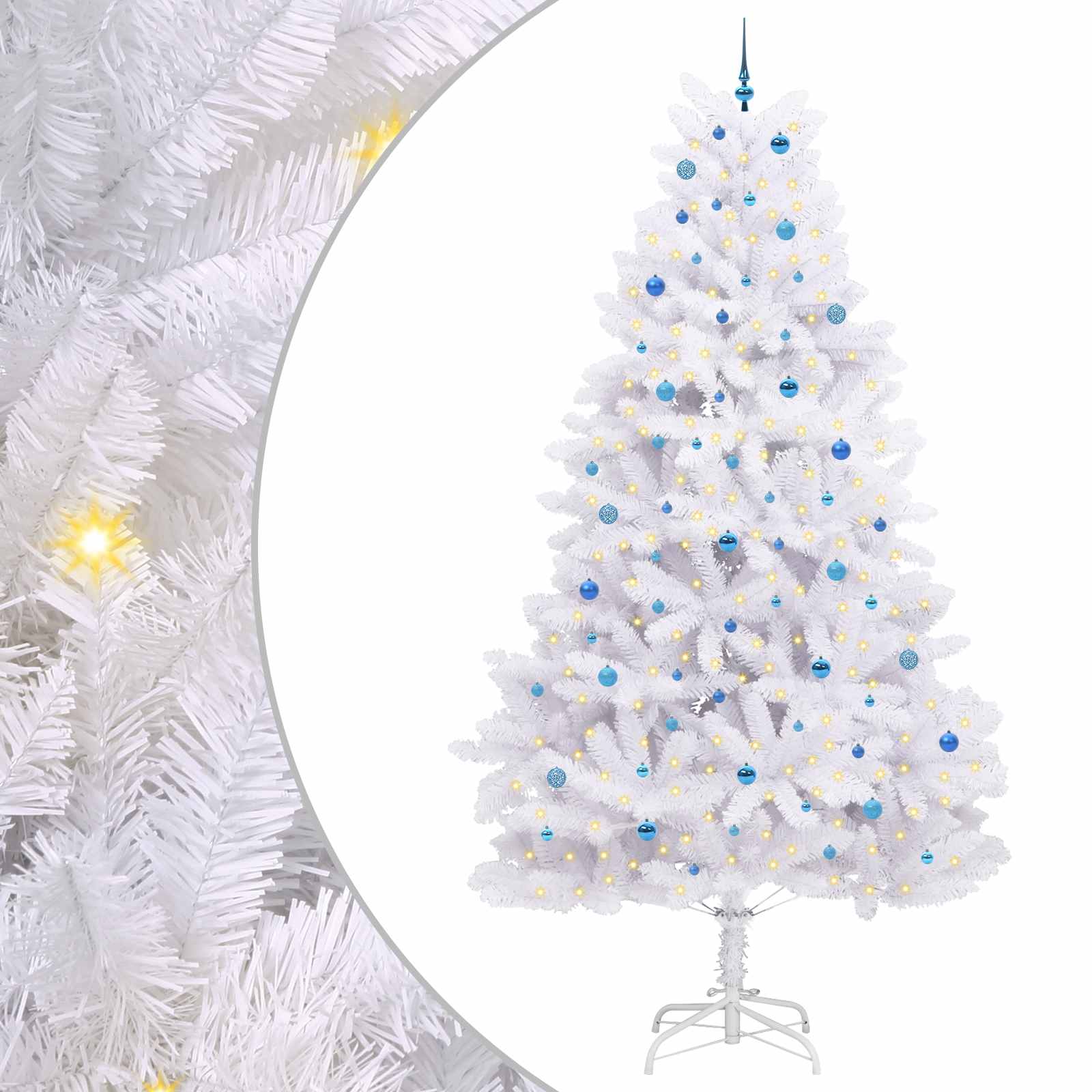 vidaXL Artificial Hinged Christmas Tree White 300 cm PVC and Steel - 53334
