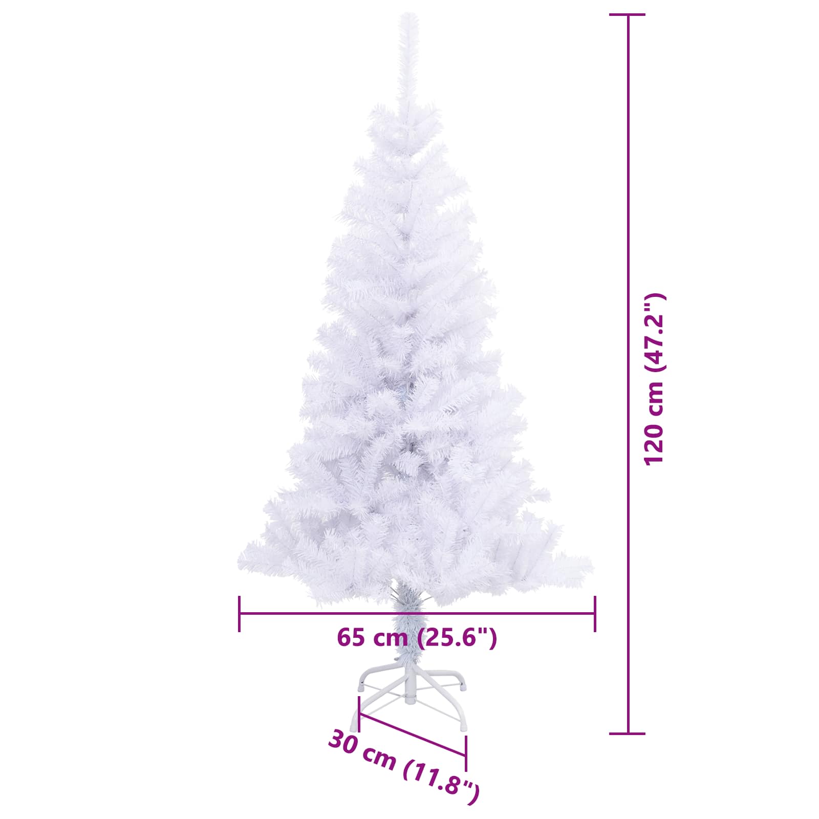 vidaXL Artificial Christmas Tree with Stand White 120 cm PVC and Steel - 53357