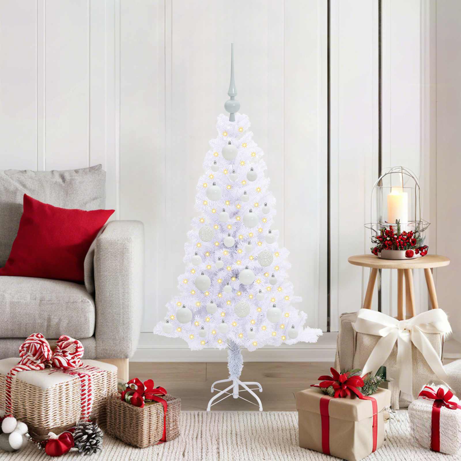 vidaXL Artificial Christmas Tree with Stand White 120 cm PVC and Steel - 53366