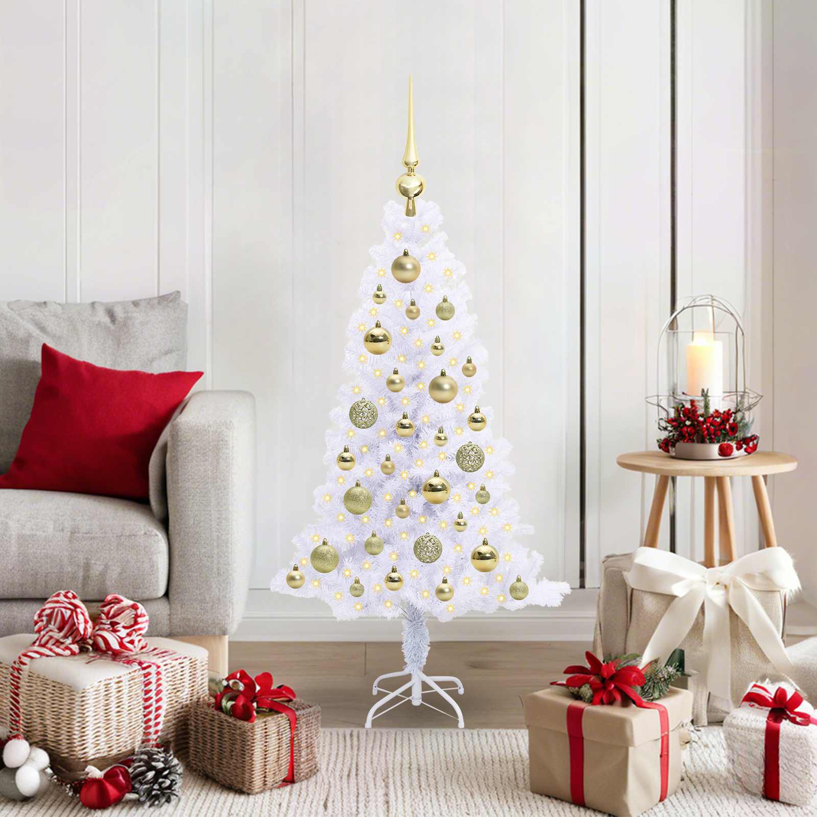 vidaXL Artificial Christmas Tree with Stand White 120 cm PVC and Steel - 53369