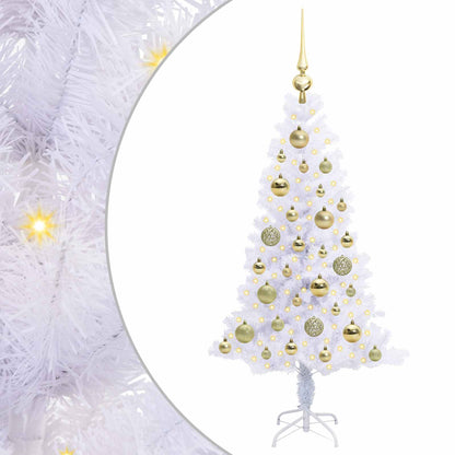 vidaXL Artificial Christmas Tree with Stand White 120 cm PVC and Steel - 53369