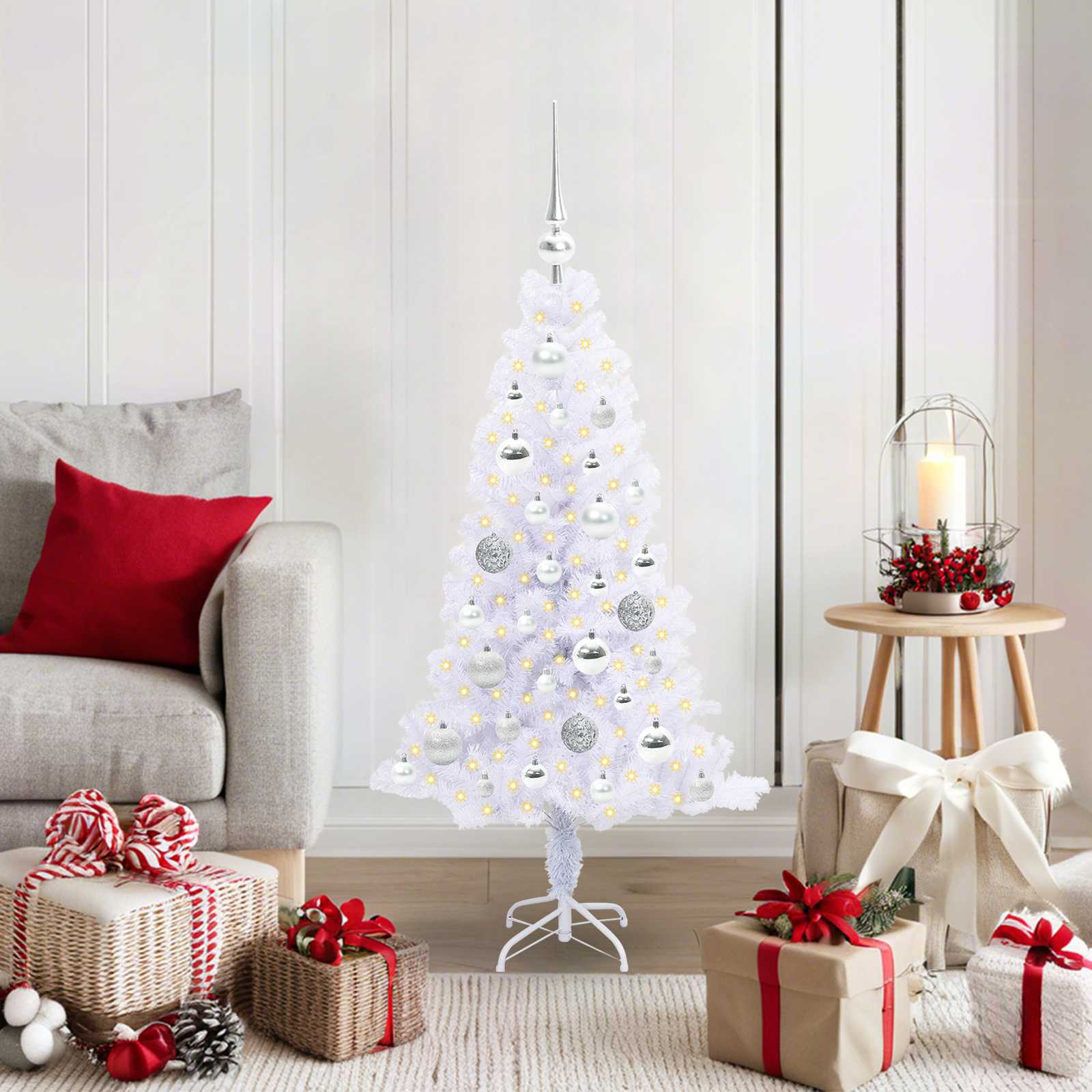vidaXL Artificial Christmas Tree with Stand White 120 cm PVC and Steel - 53380