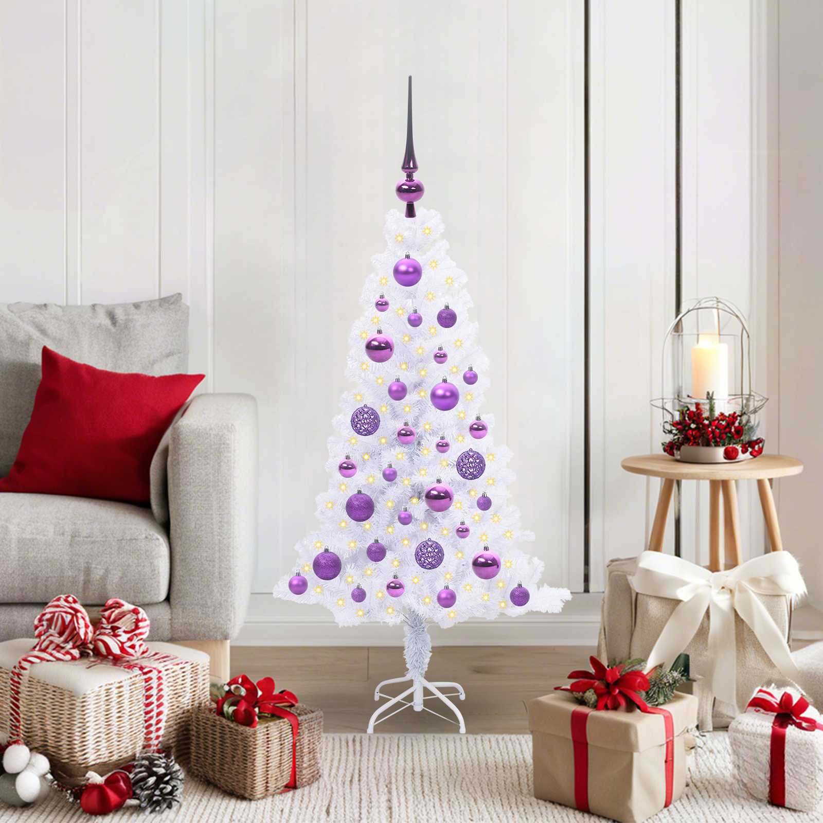 vidaXL Artificial Christmas Tree with Stand White 120 cm PVC and Steel - 53381