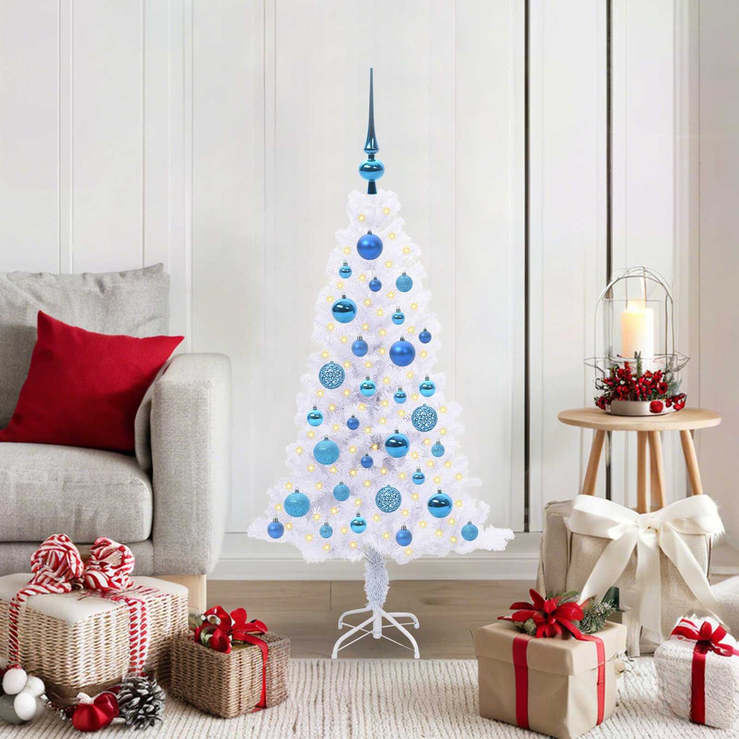 vidaXL Artificial Christmas Tree with Stand White 120 cm PVC and Steel - 53385