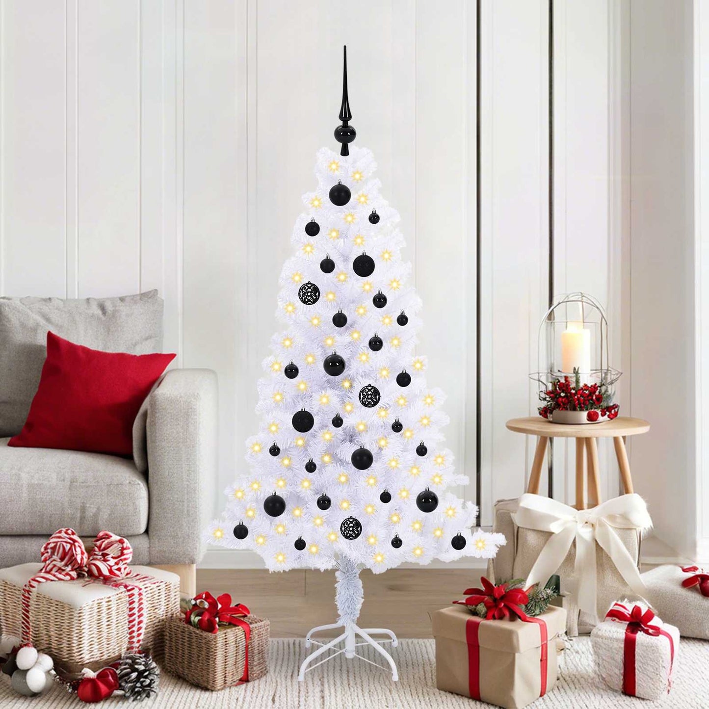 vidaXL Artificial Christmas Tree with Stand White 150 cm PVC and Steel - 53391
