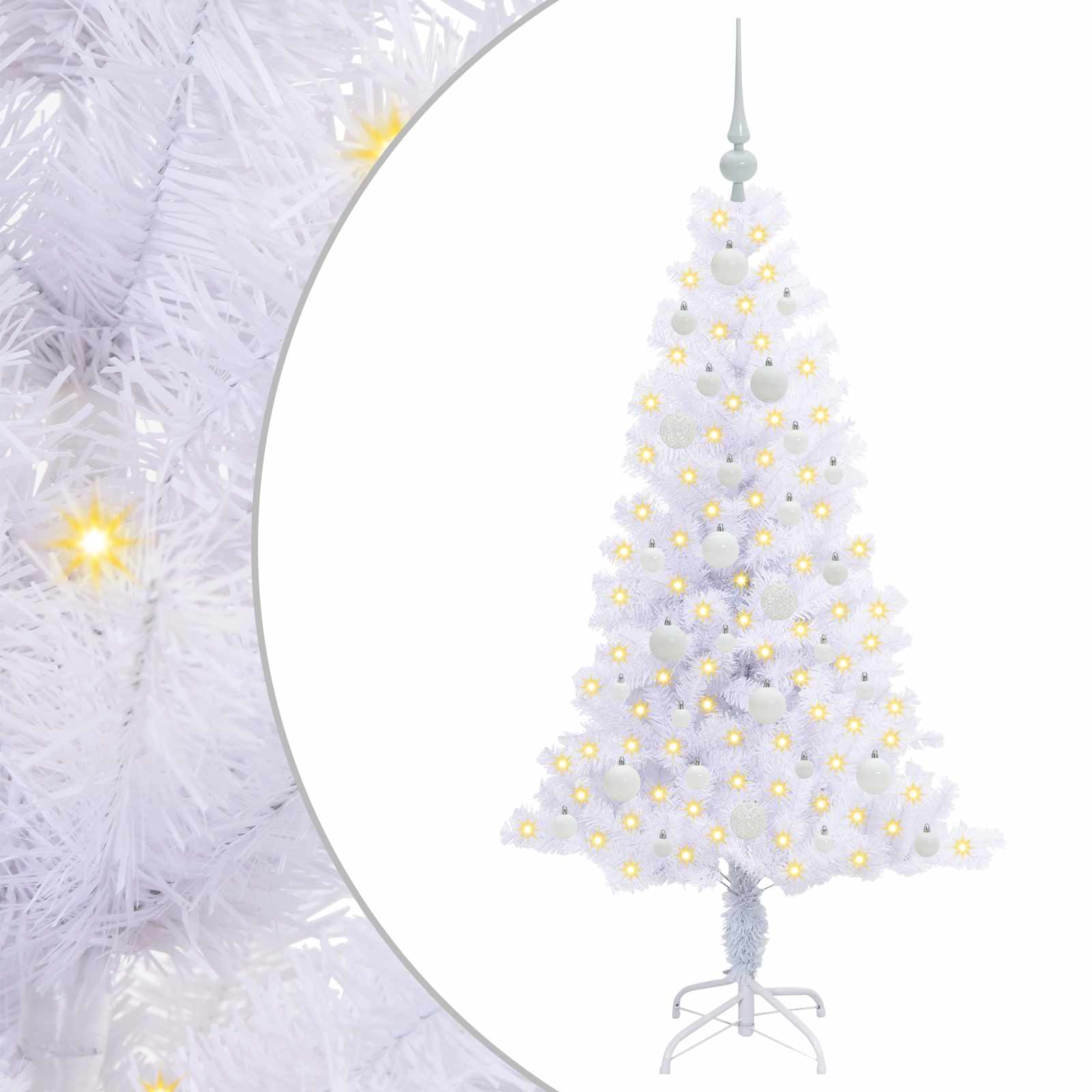 vidaXL Artificial Christmas Tree with Stand White 150 cm PVC and Steel - 53398