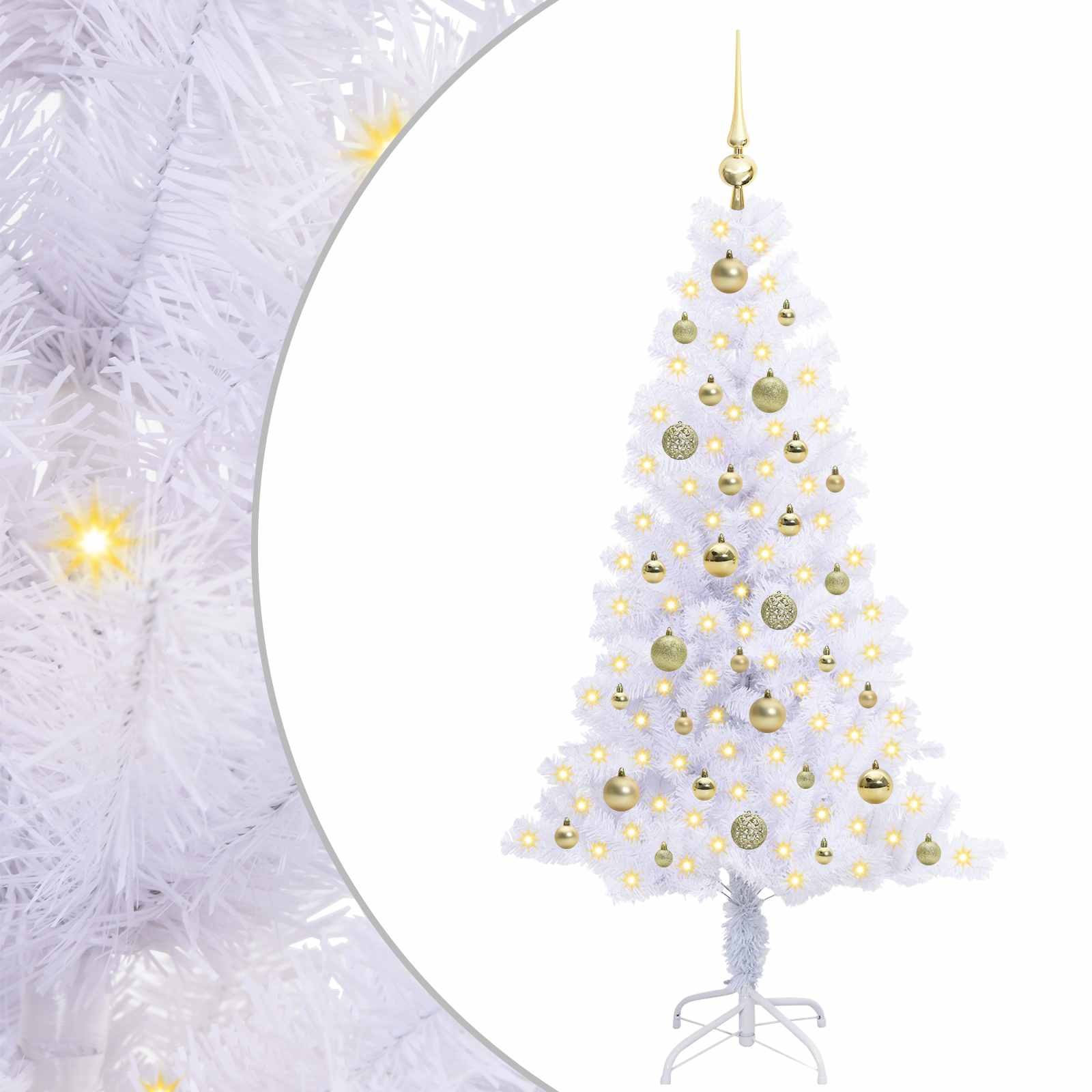 vidaXL Artificial Christmas Tree with Stand White 150 cm PVC and Steel - 53401