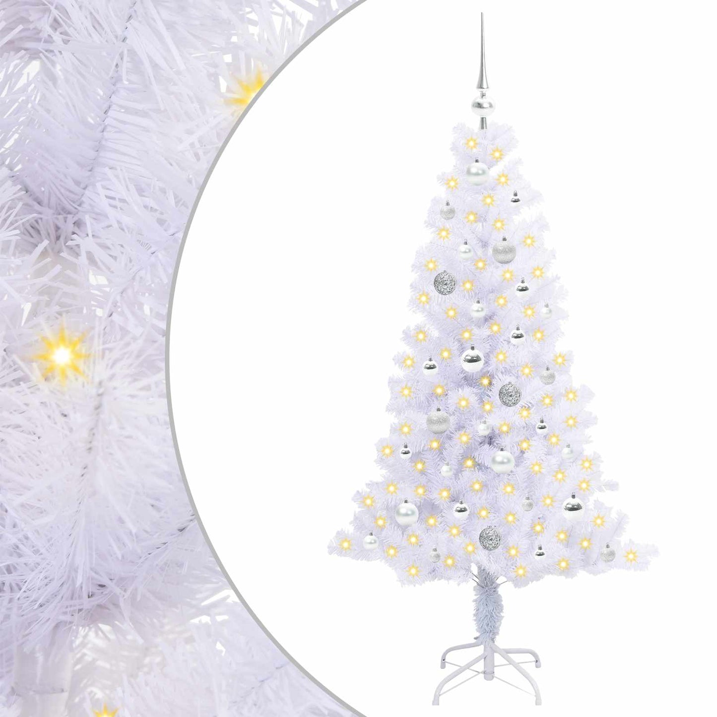 vidaXL Artificial Christmas Tree with Stand White 150 cm PVC and Steel - 53410
