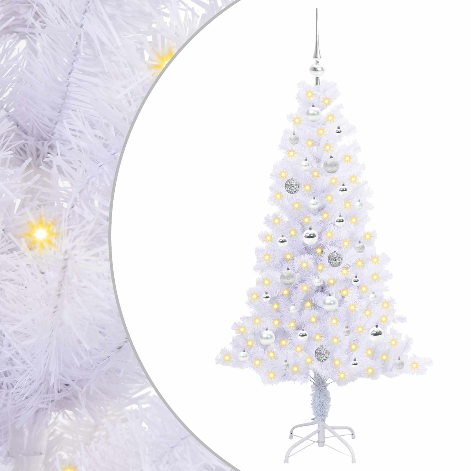 vidaXL Artificial Christmas Tree with Stand White 150 cm PVC and Steel - 53410