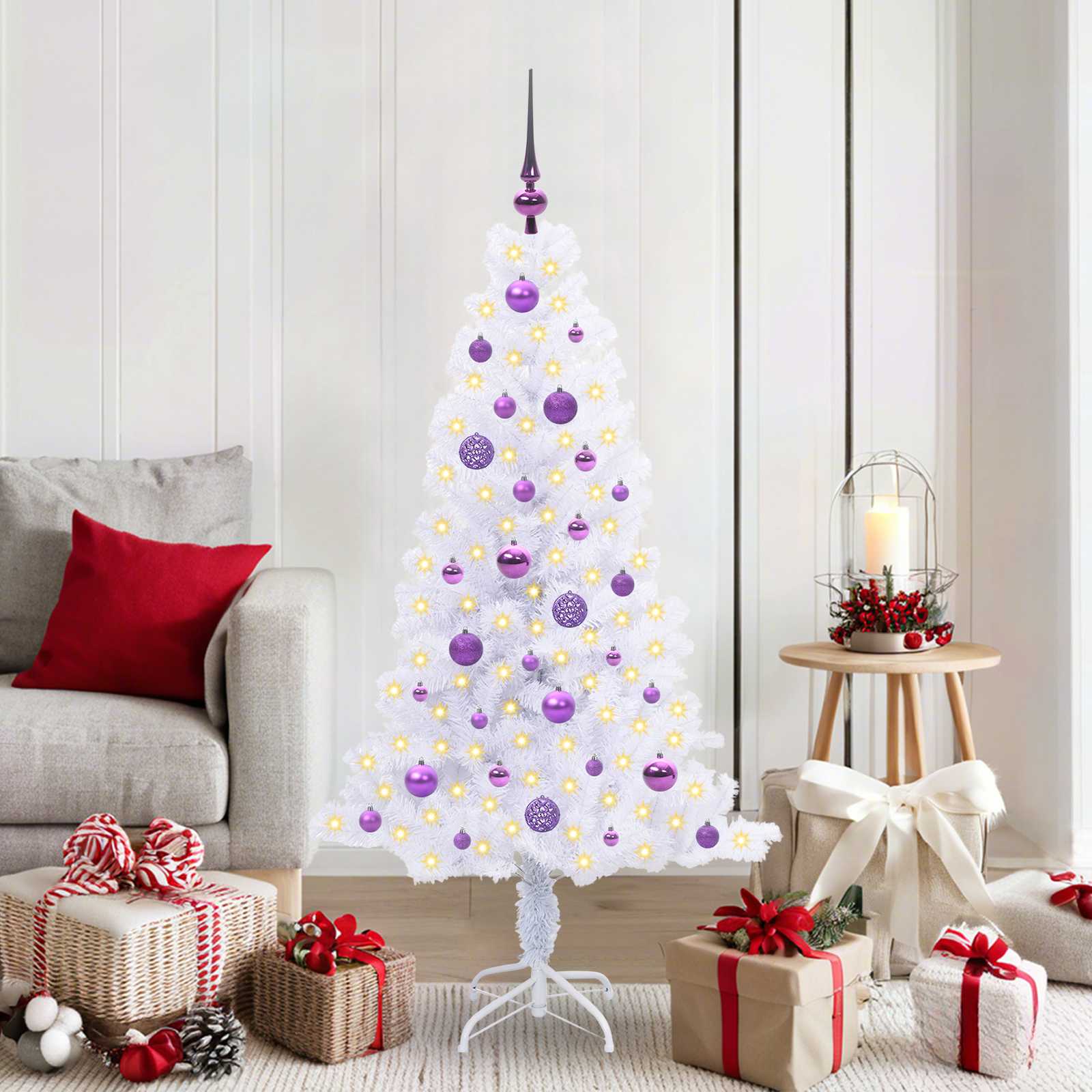 vidaXL Artificial Christmas Tree with Stand White 150 cm PVC and Steel - 53411