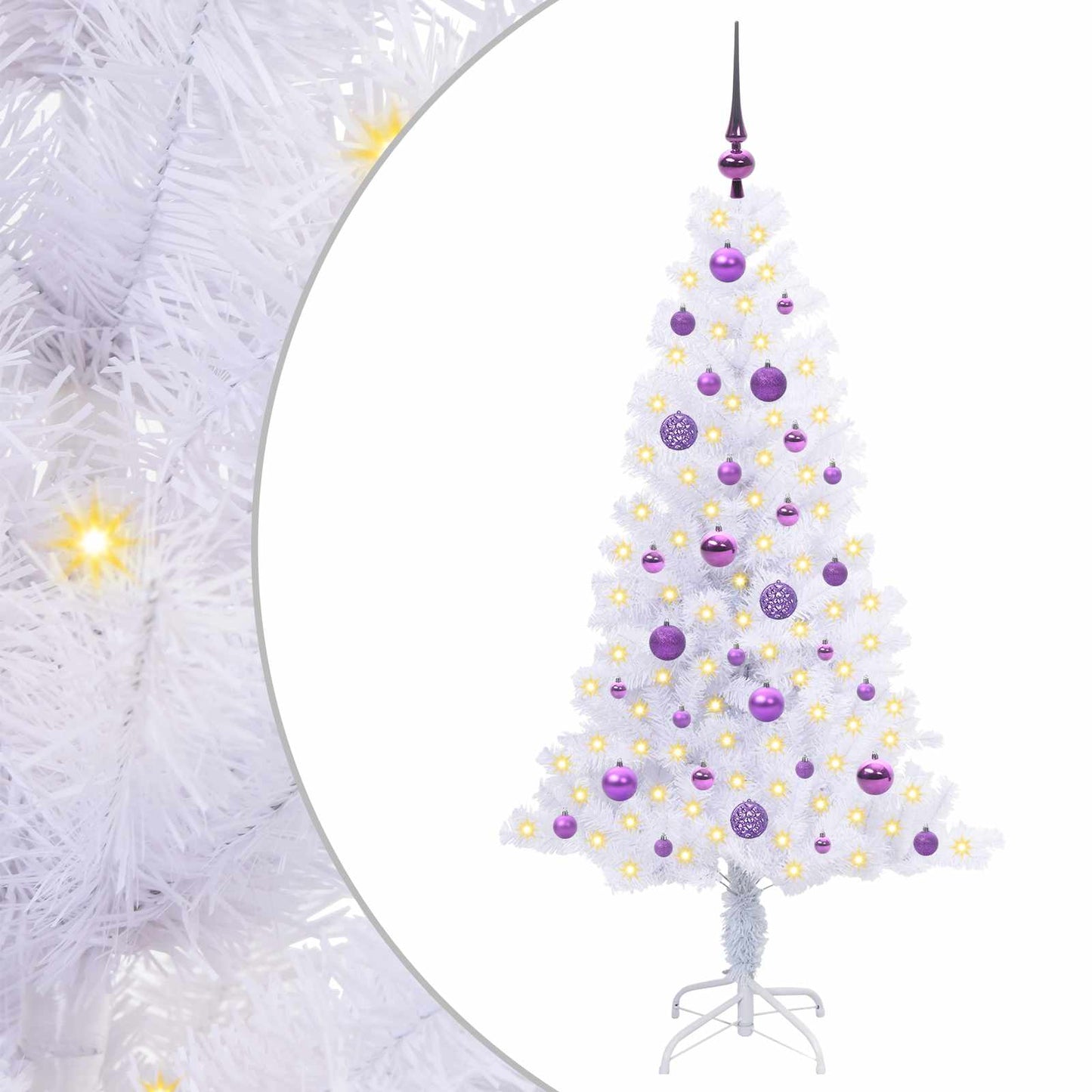 vidaXL Artificial Christmas Tree with Stand White 150 cm PVC and Steel - 53411