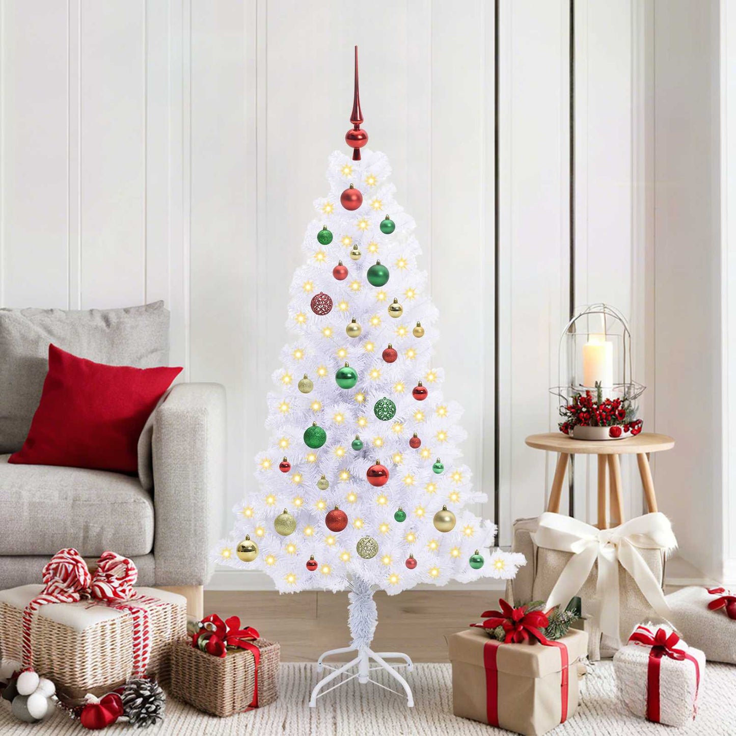 vidaXL Artificial Christmas Tree with Stand White 150 cm PVC and Steel - 53413