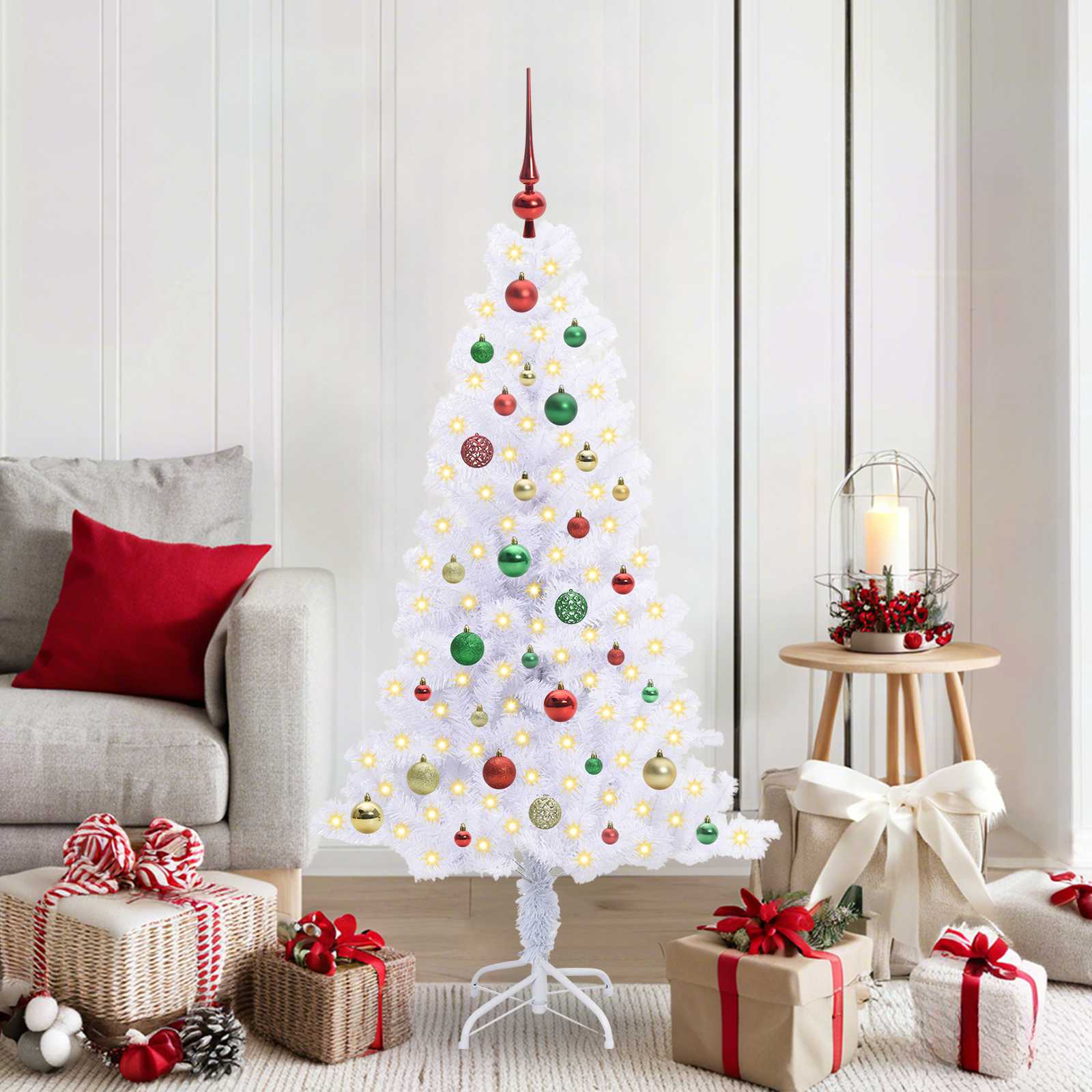 vidaXL Artificial Christmas Tree with Stand White 150 cm PVC and Steel - 53413