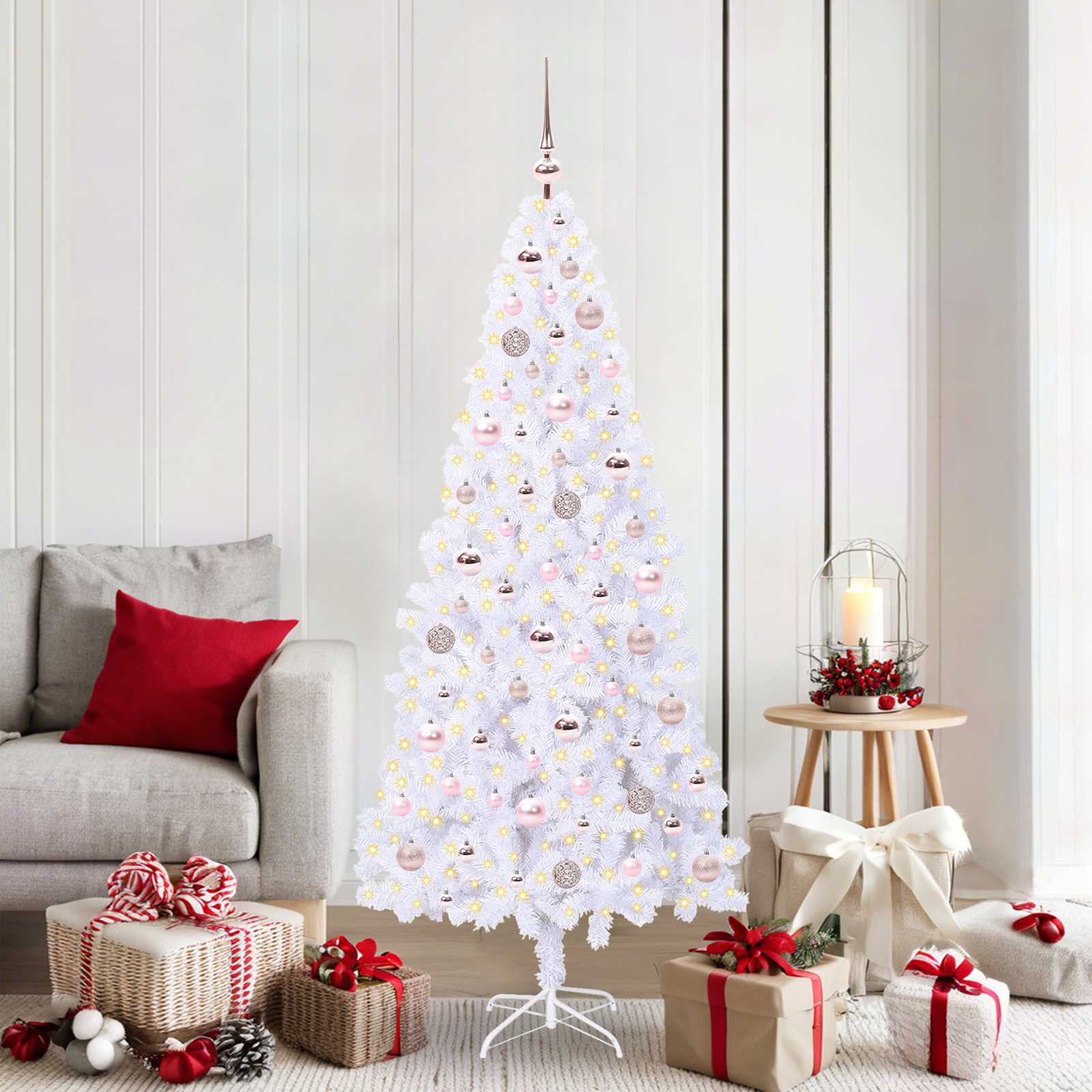vidaXL Artificial Christmas Tree with Stand White 180 cm PVC and Steel - 53435