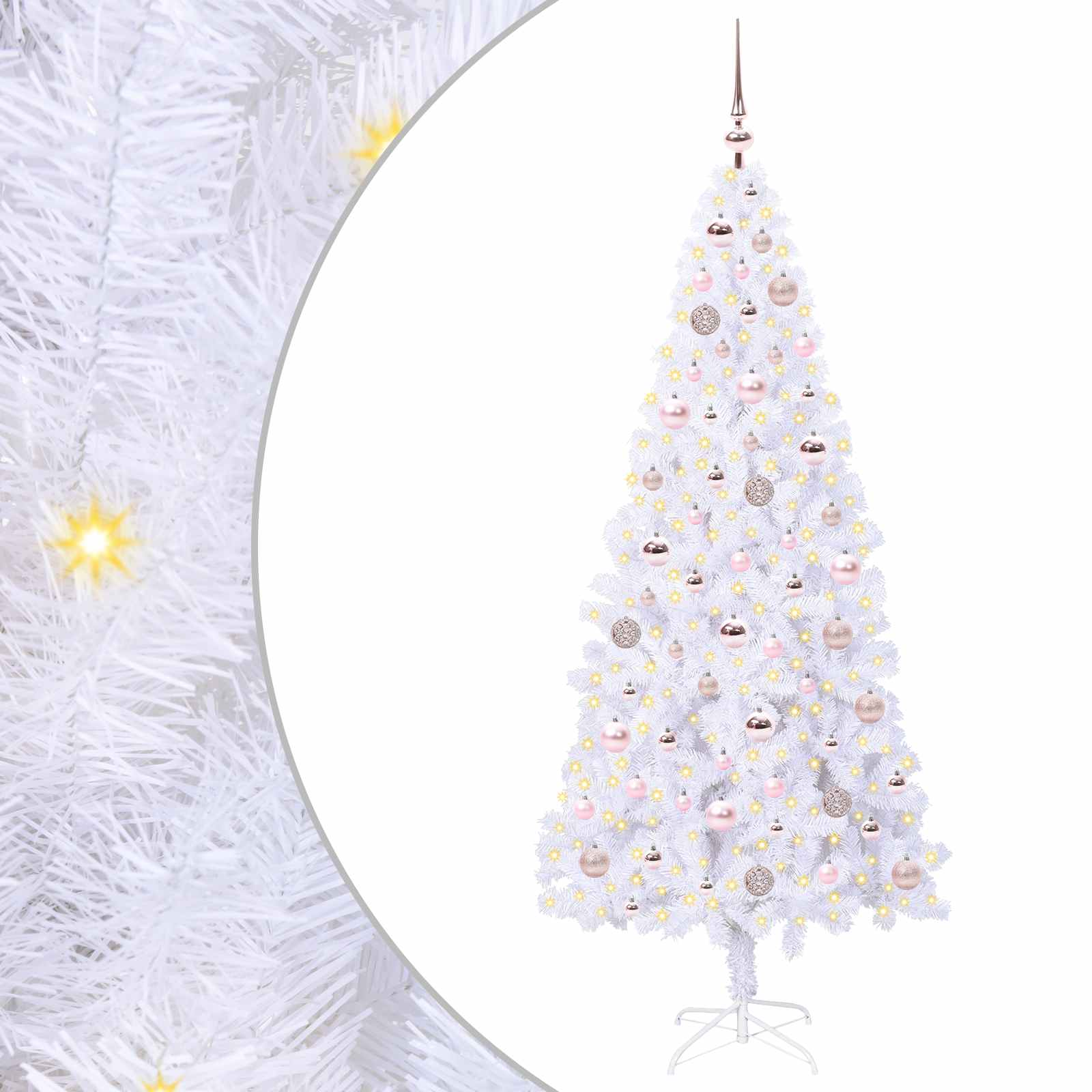 vidaXL Artificial Christmas Tree with Stand White 180 cm PVC and Steel - 53435