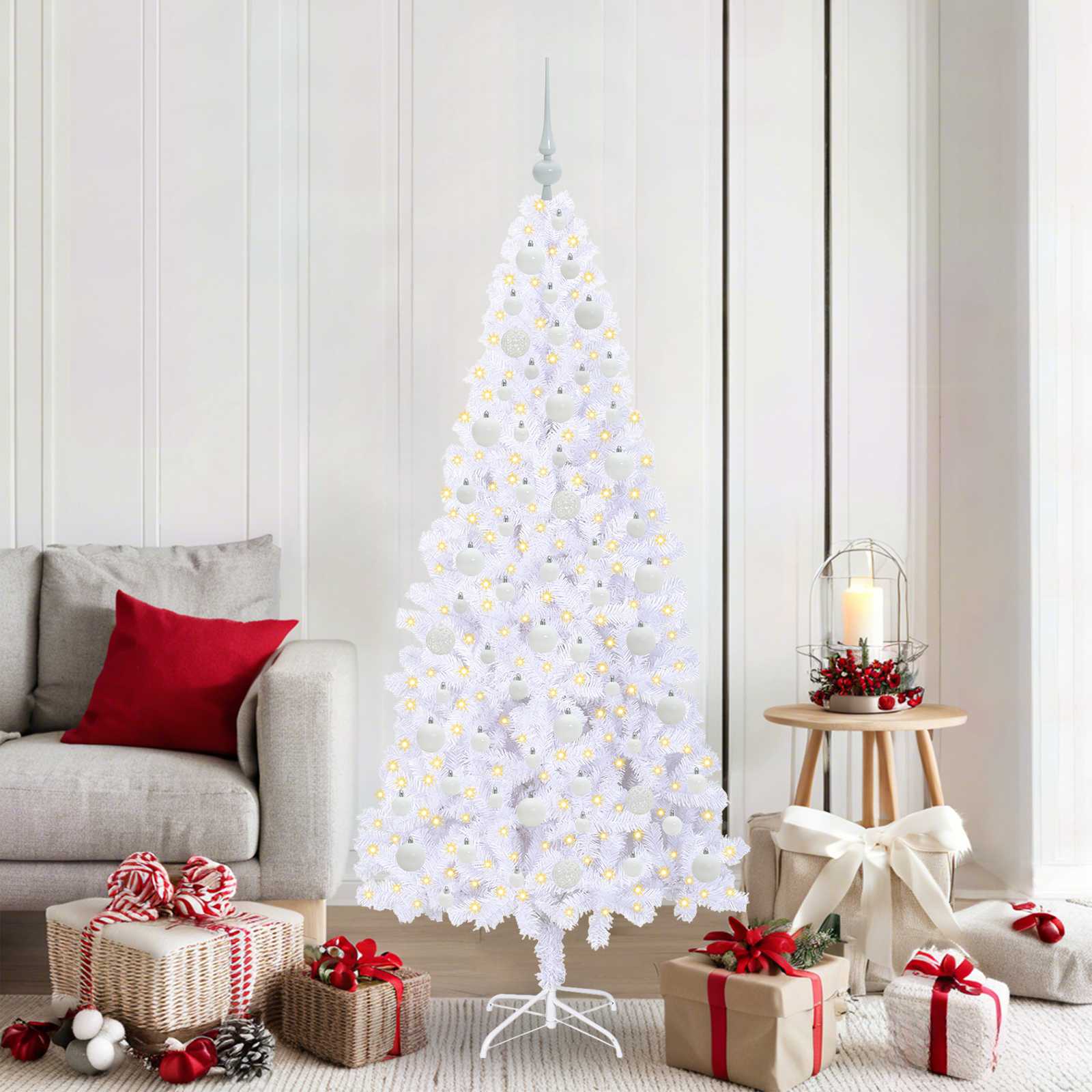 vidaXL Artificial Christmas Tree with Stand White 180 cm PVC and Steel - 53438
