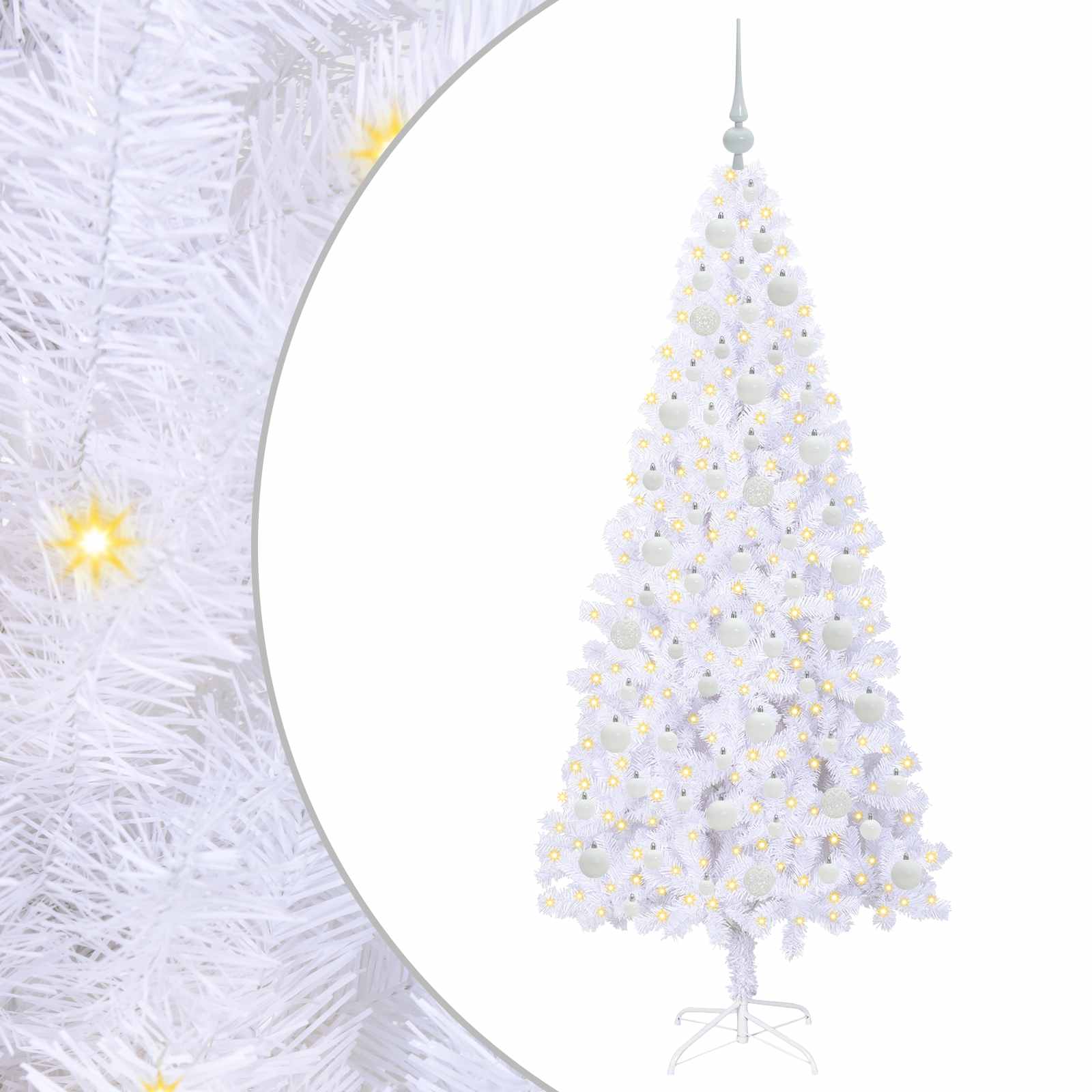 vidaXL Artificial Christmas Tree with Stand White 180 cm PVC and Steel - 53438
