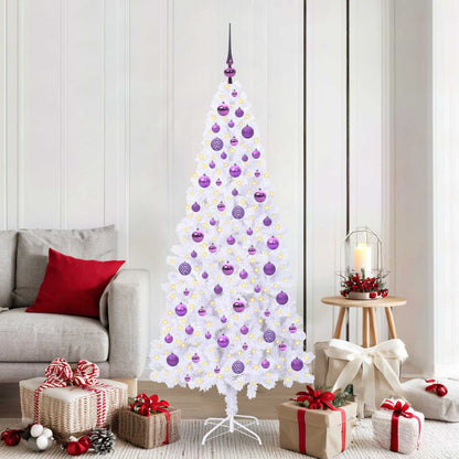 vidaXL Artificial Christmas Tree with Stand White 180 cm PVC and Steel - 53439