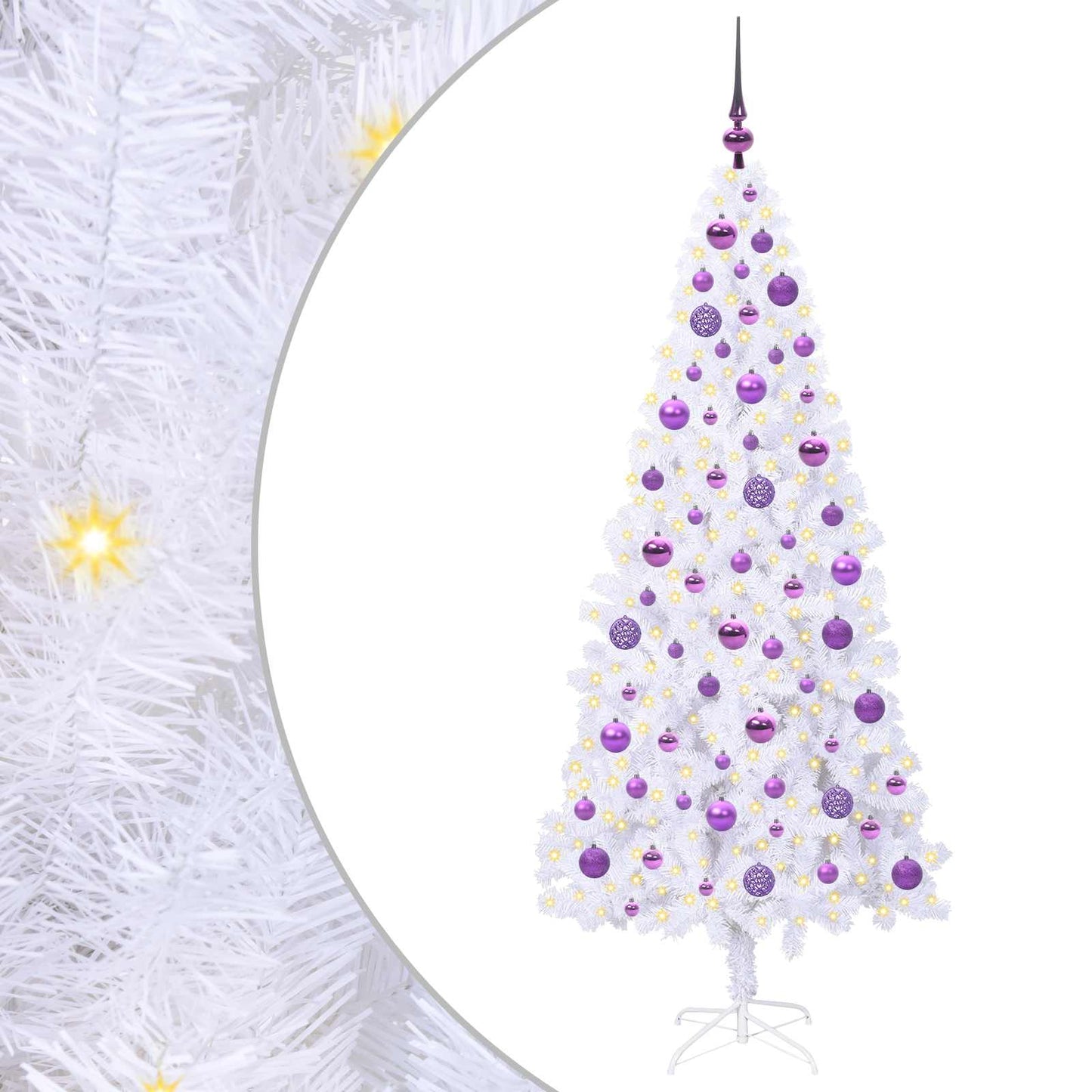 vidaXL Artificial Christmas Tree with Stand White 180 cm PVC and Steel - 53439