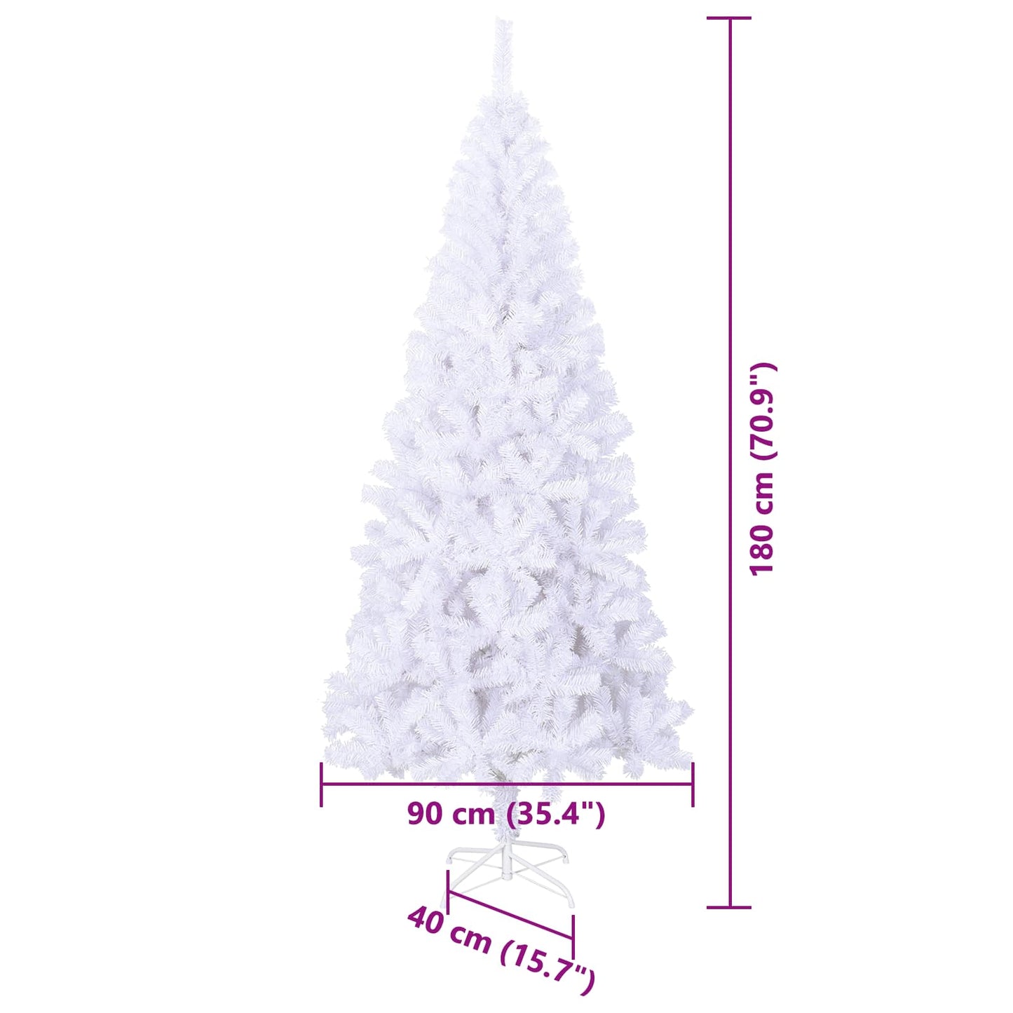vidaXL Artificial Christmas Tree with Stand White 180 cm PVC and Steel - 53439