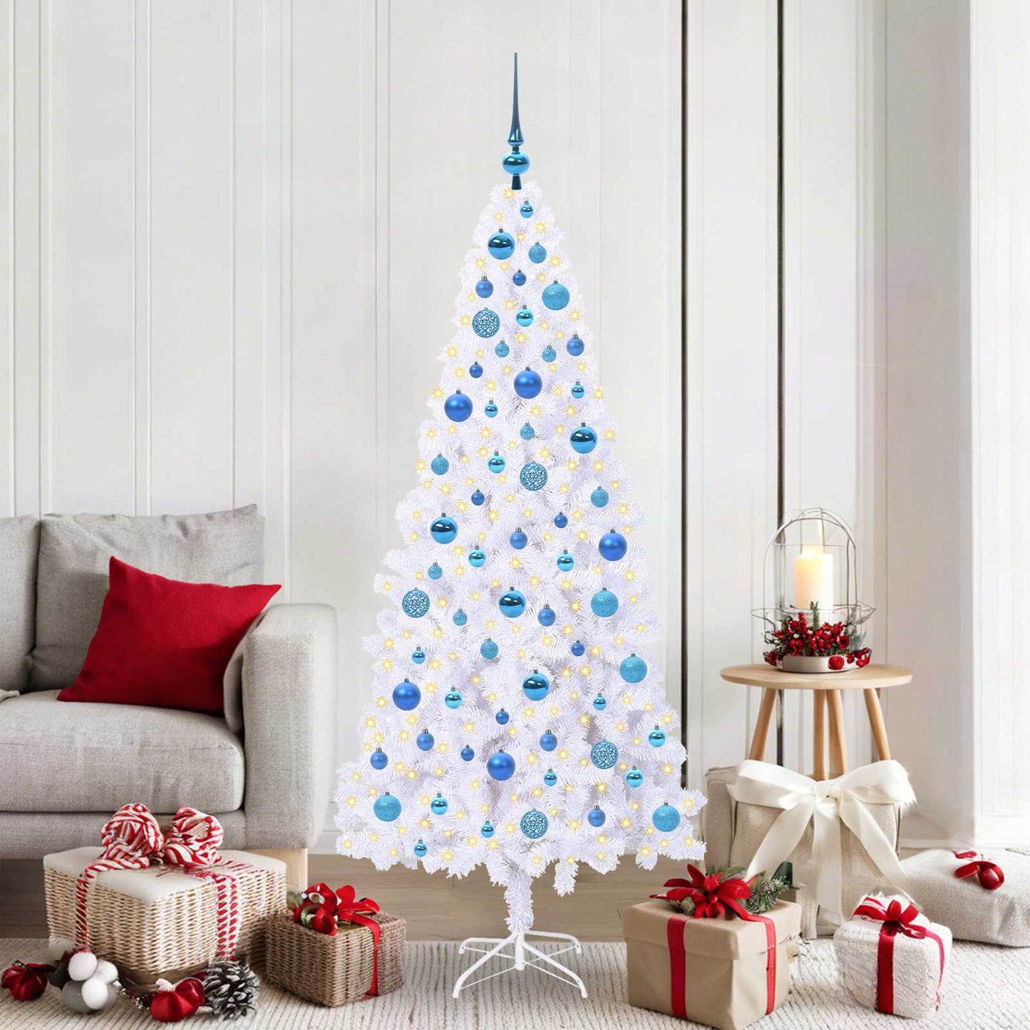 vidaXL Artificial Christmas Tree with Stand White 180 cm PVC and Steel - 53450