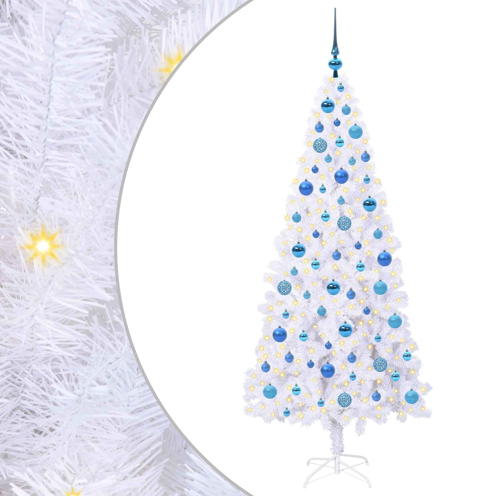 vidaXL Artificial Christmas Tree with Stand White 180 cm PVC and Steel - 53450