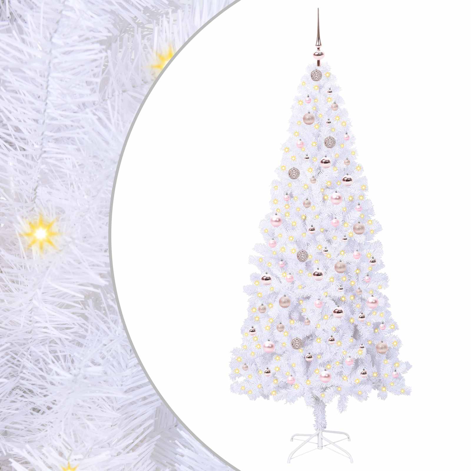 vidaXL Artificial Christmas Tree with Stand White 210 cm PVC and Steel - 53455
