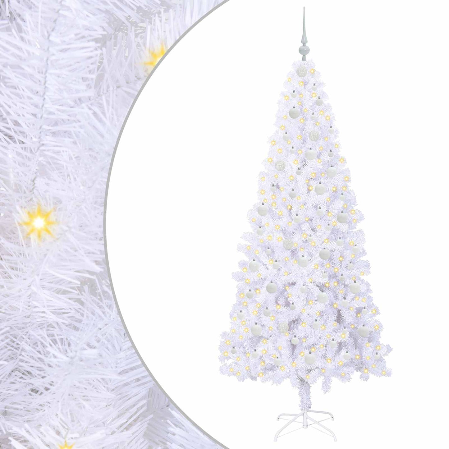 vidaXL Artificial Christmas Tree with Stand White 210 cm PVC and Steel - 53466