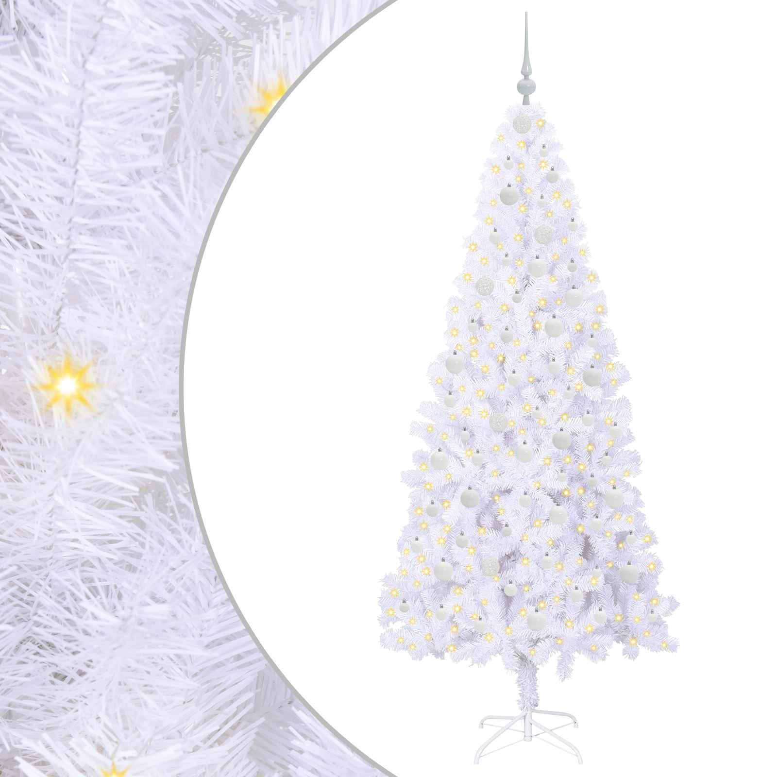 vidaXL Artificial Christmas Tree with Stand White 210 cm PVC and Steel - 53466
