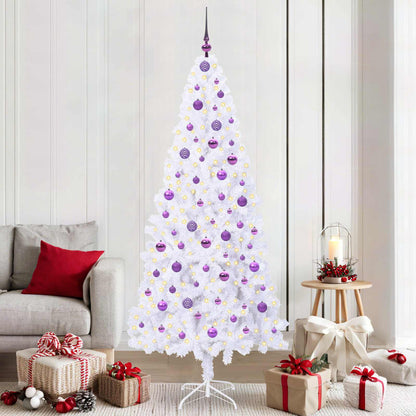 vidaXL Artificial Christmas Tree with Stand White 210 cm PVC and Steel - 53469