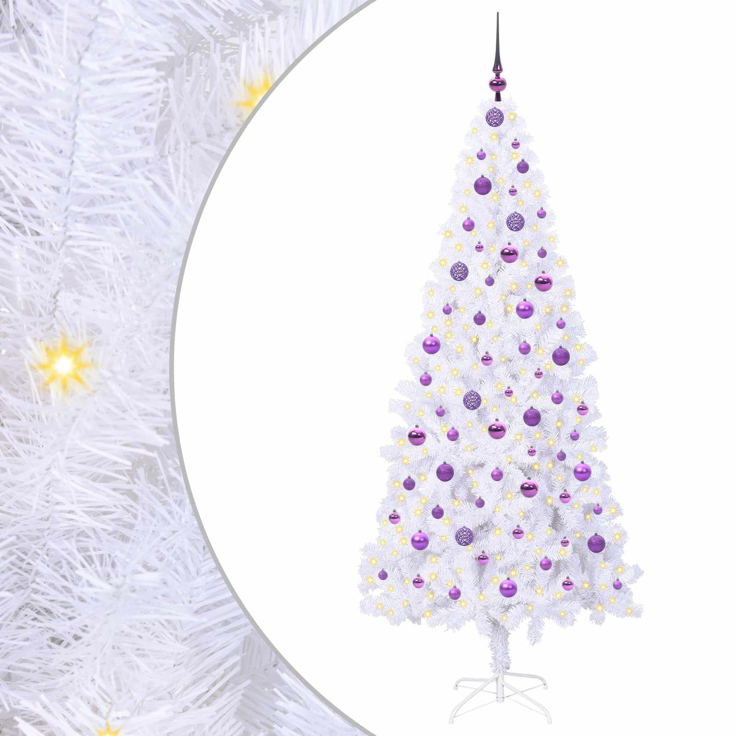 vidaXL Artificial Christmas Tree with Stand White 210 cm PVC and Steel - 53469