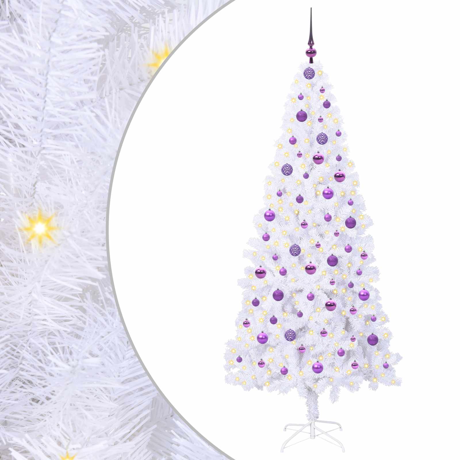 vidaXL Artificial Christmas Tree with Stand White 210 cm PVC and Steel - 53469