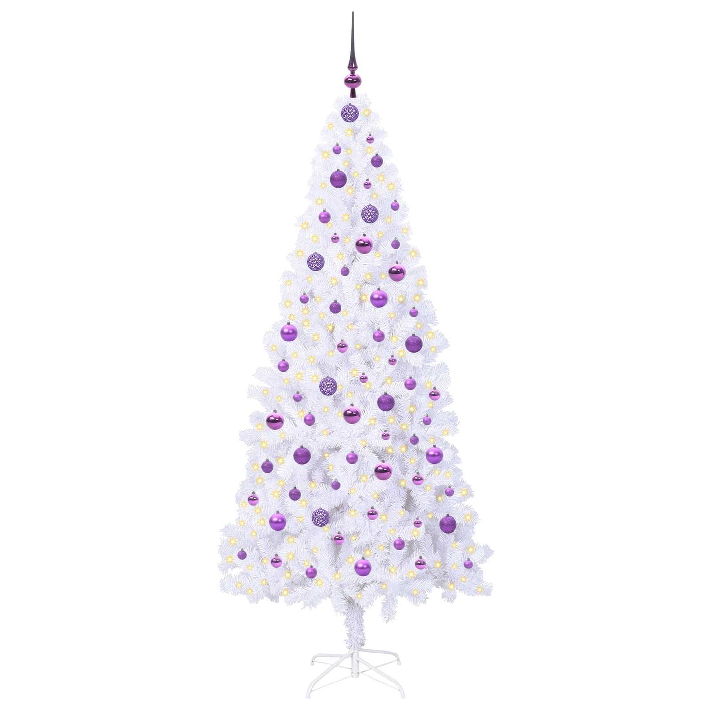 vidaXL Artificial Christmas Tree with Stand White 210 cm PVC and Steel - 53469