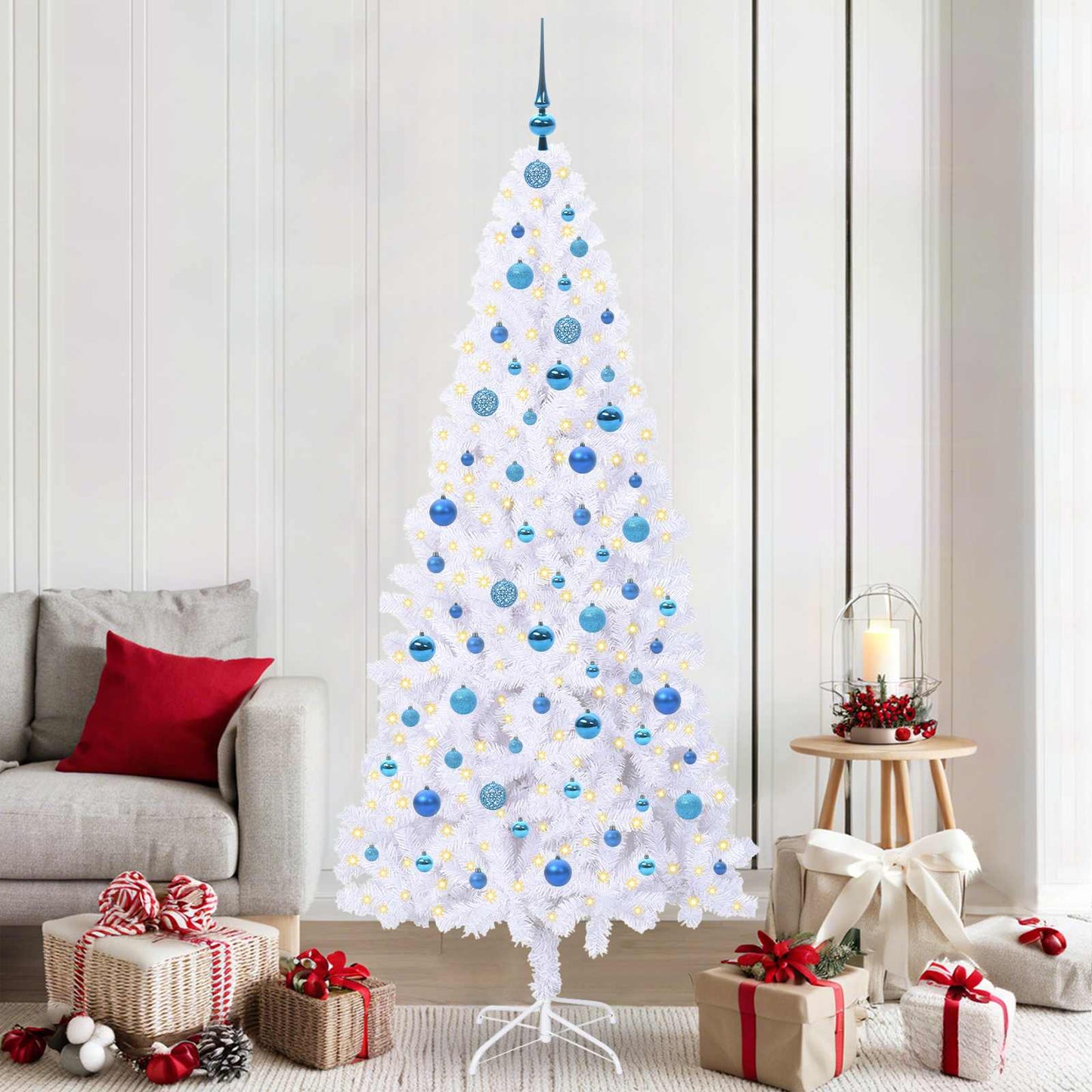 vidaXL Artificial Christmas Tree with Stand White 210 cm PVC and Steel - 53474