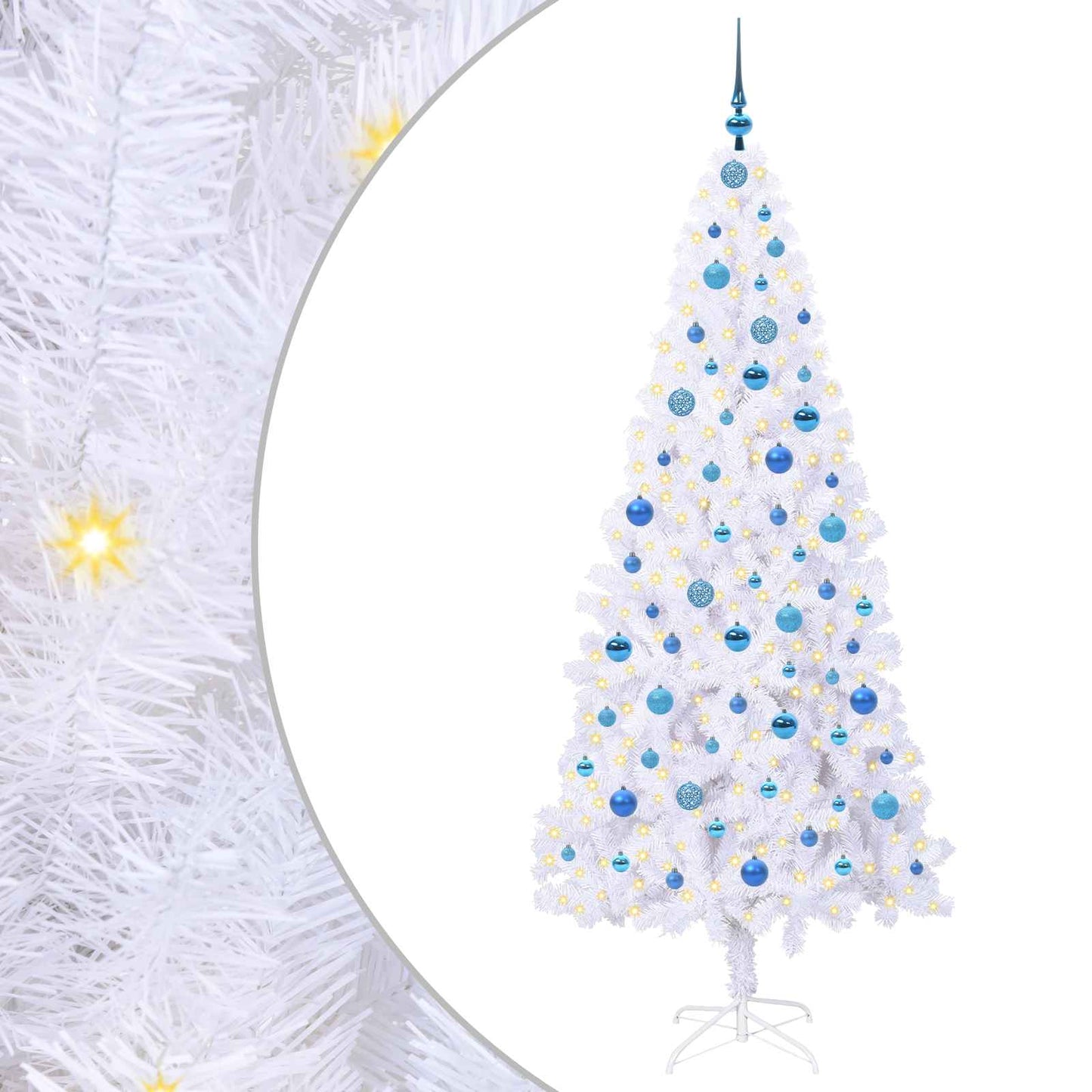 vidaXL Artificial Christmas Tree with Stand White 210 cm PVC and Steel - 53474