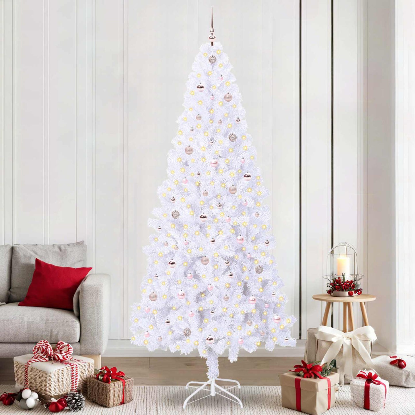 vidaXL Artificial Christmas Tree with Stand White 240 cm PVC and Steel - 53486