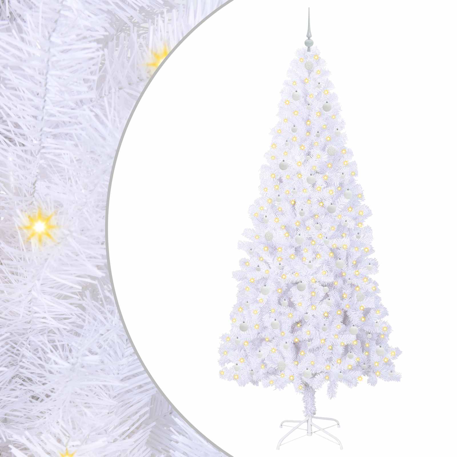 vidaXL Artificial Christmas Tree with Stand White 240 cm PVC and Steel - 53488