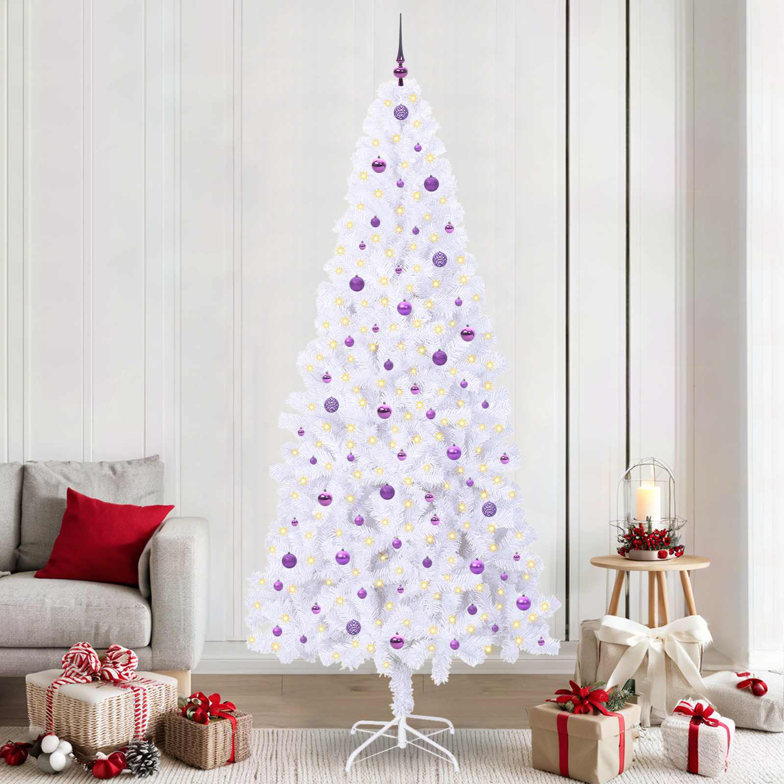 vidaXL Artificial Christmas Tree with Stand White 240 cm PVC and Steel - 53495