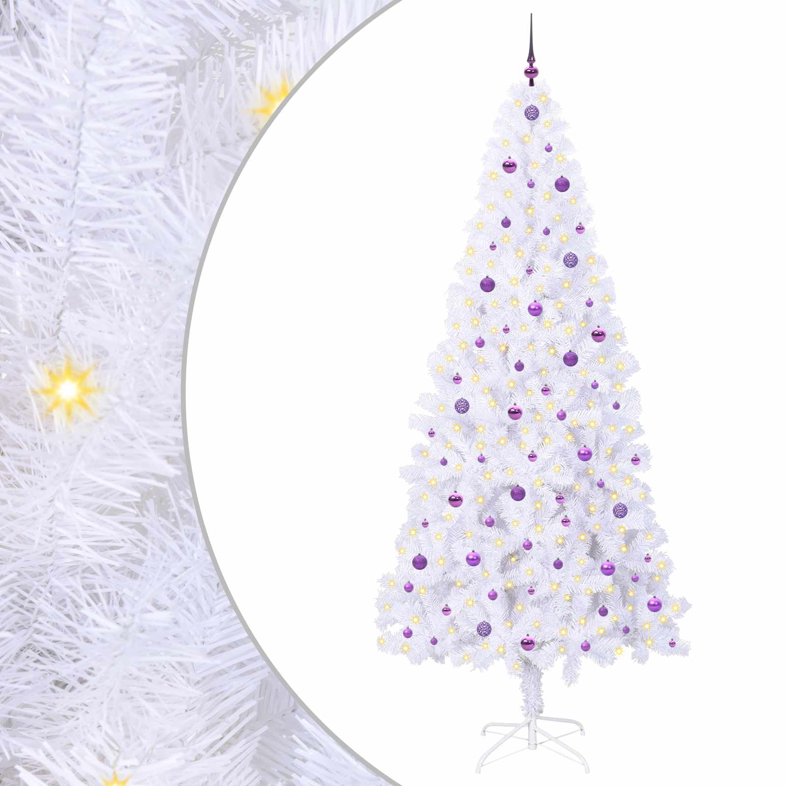vidaXL Artificial Christmas Tree with Stand White 240 cm PVC and Steel - 53495