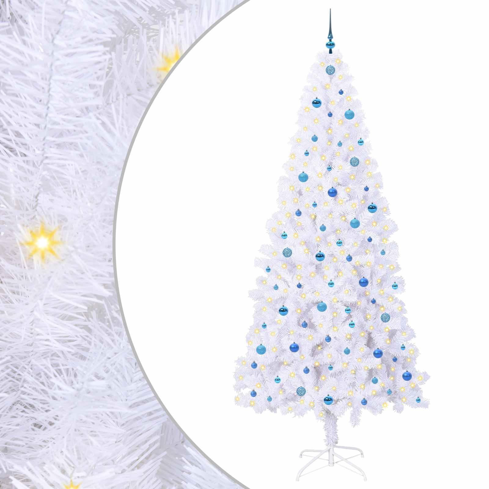 vidaXL Artificial Christmas Tree with Stand White 240 cm PVC and Steel - 53498