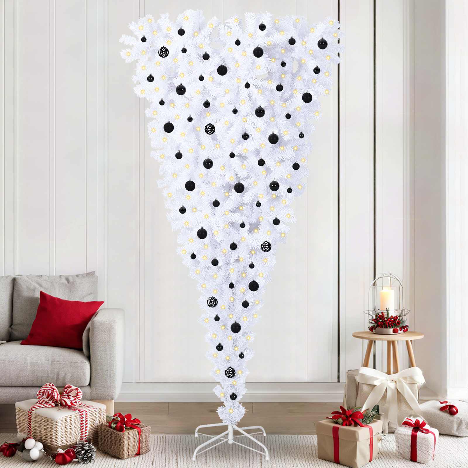 vidaXL Artificial Christmas Tree with Stand White 240 cm PVC and Steel - 53554