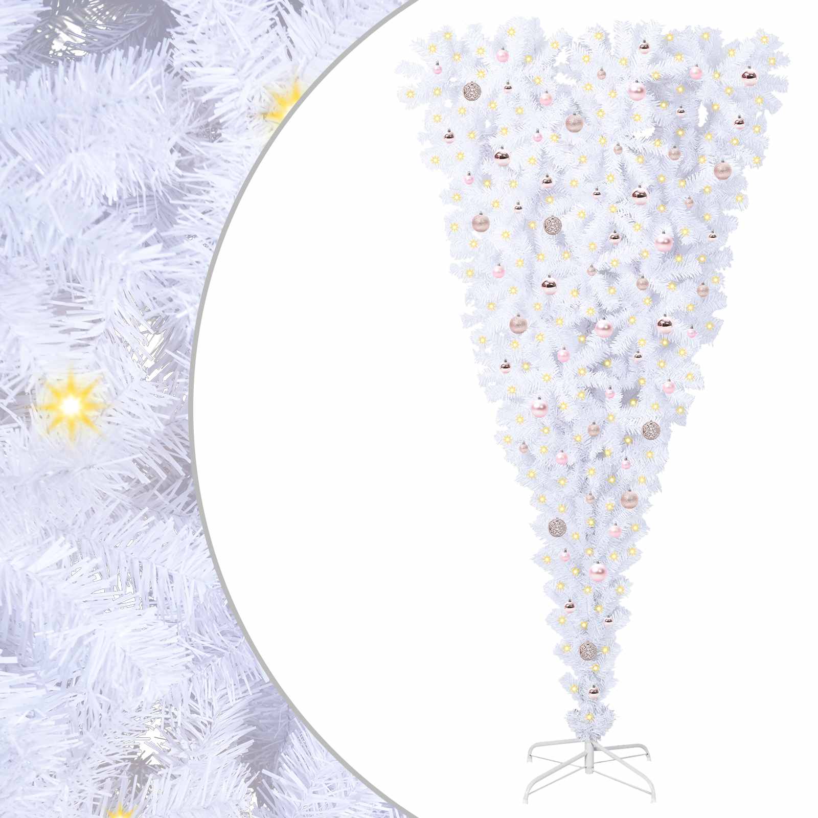 vidaXL Artificial Christmas Tree with Stand White 240 cm PVC and Steel - 53563