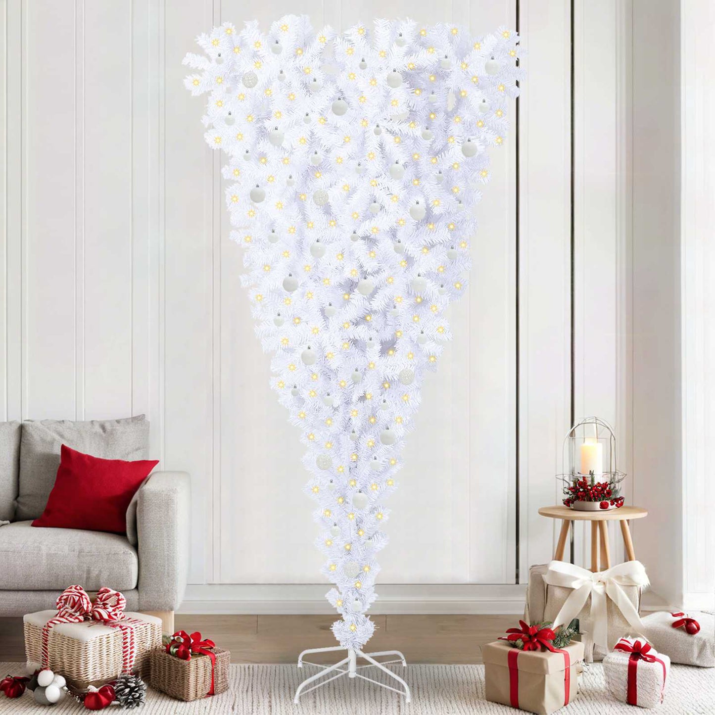vidaXL Artificial Christmas Tree with Stand White 240 cm PVC and Steel - 53564