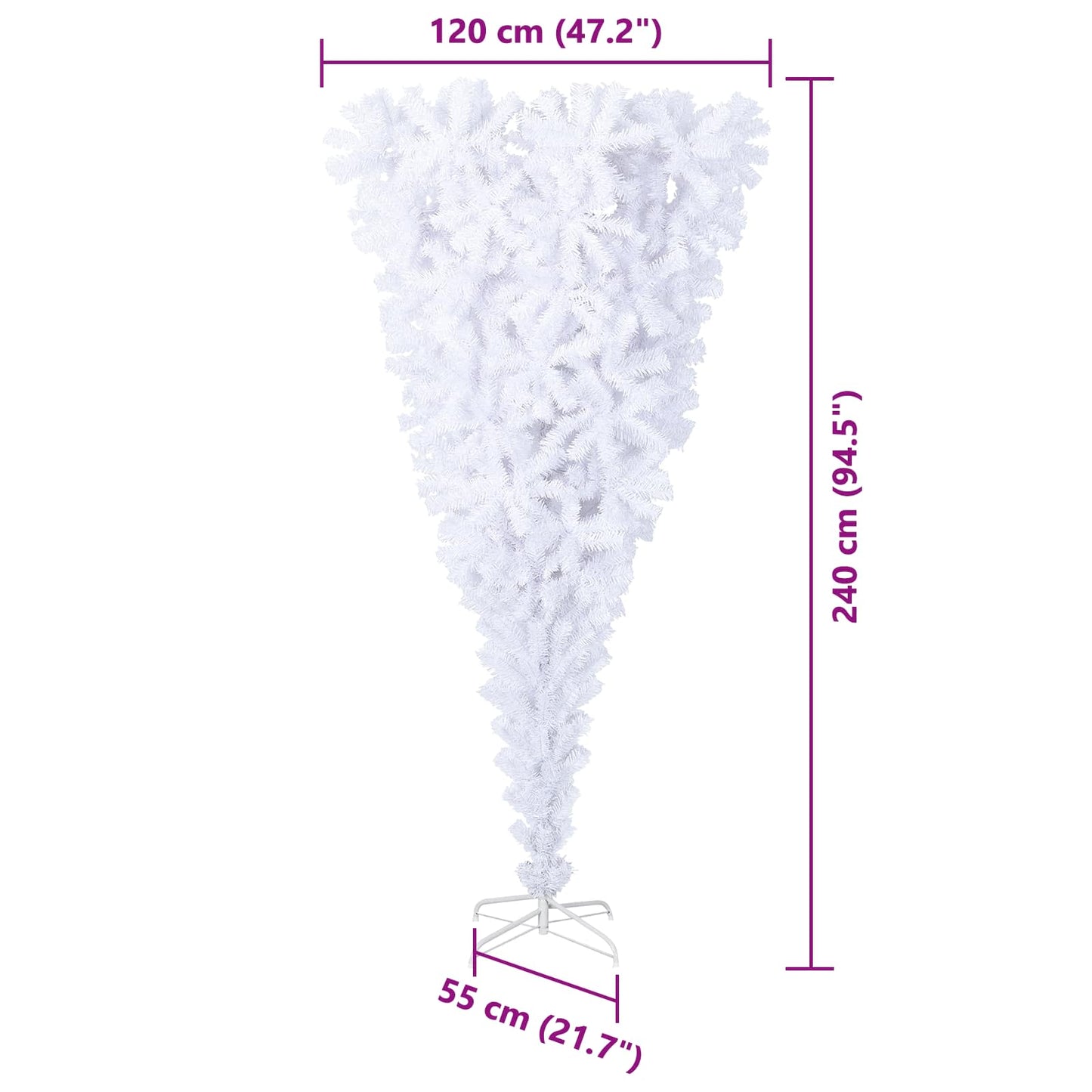vidaXL Artificial Christmas Tree with Stand White 240 cm PVC and Steel - 53564