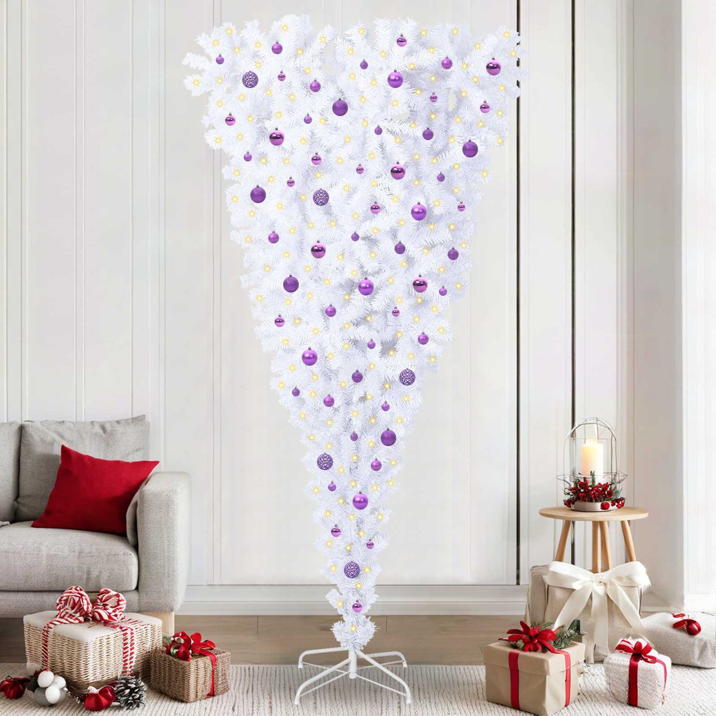 vidaXL Artificial Christmas Tree with Stand White 240 cm PVC and Steel - 53575