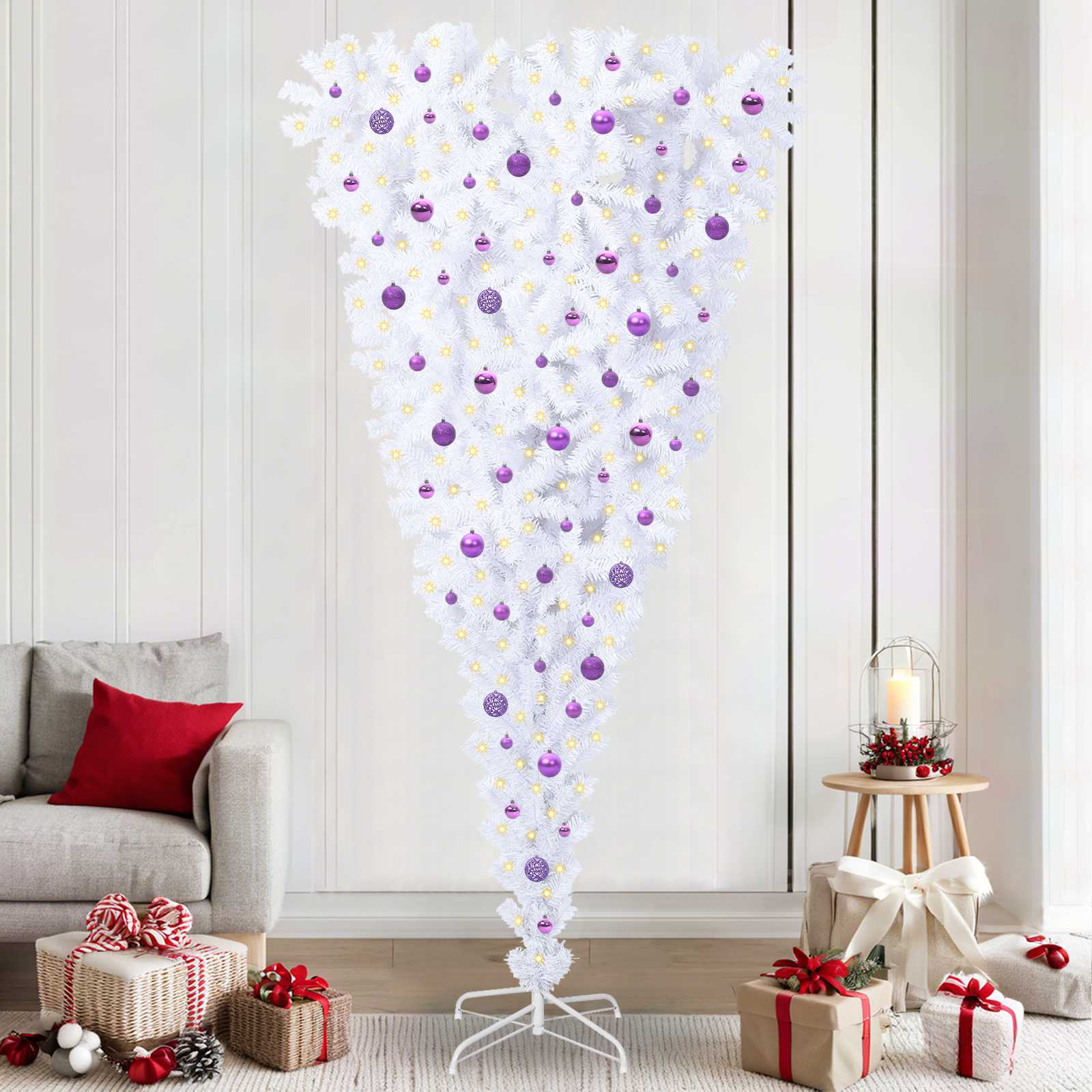 vidaXL Artificial Christmas Tree with Stand White 240 cm PVC and Steel - 53575