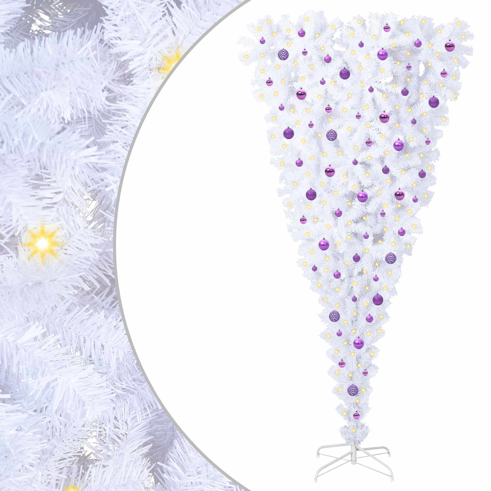 vidaXL Artificial Christmas Tree with Stand White 240 cm PVC and Steel - 53575