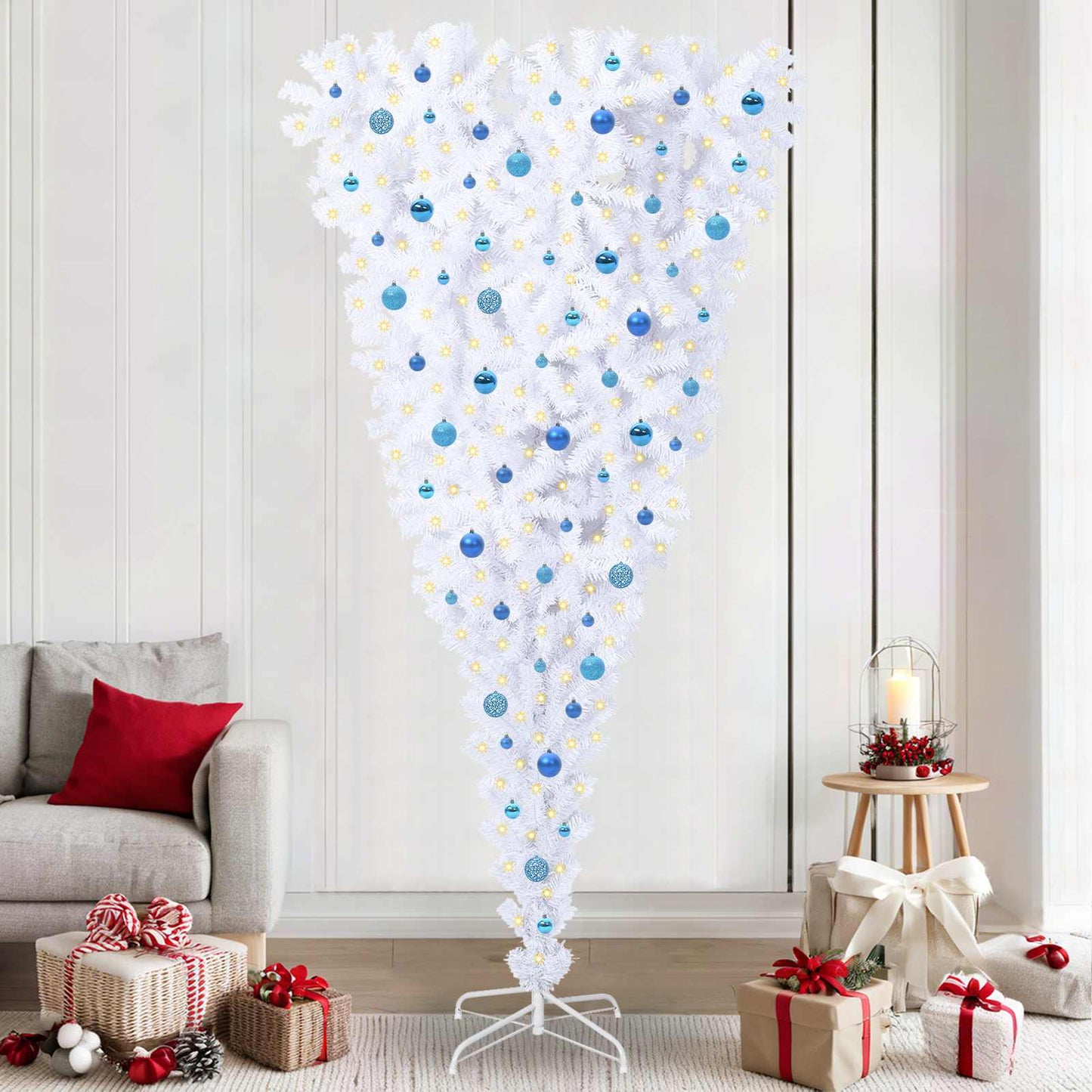 vidaXL Artificial Christmas Tree with Stand White 240 cm PVC and Steel - 53576