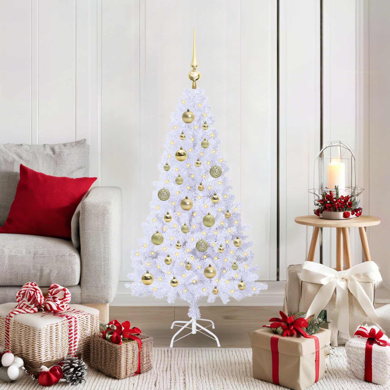 vidaXL Artificial Christmas Tree White 120 cm PVC and Steel - 53585